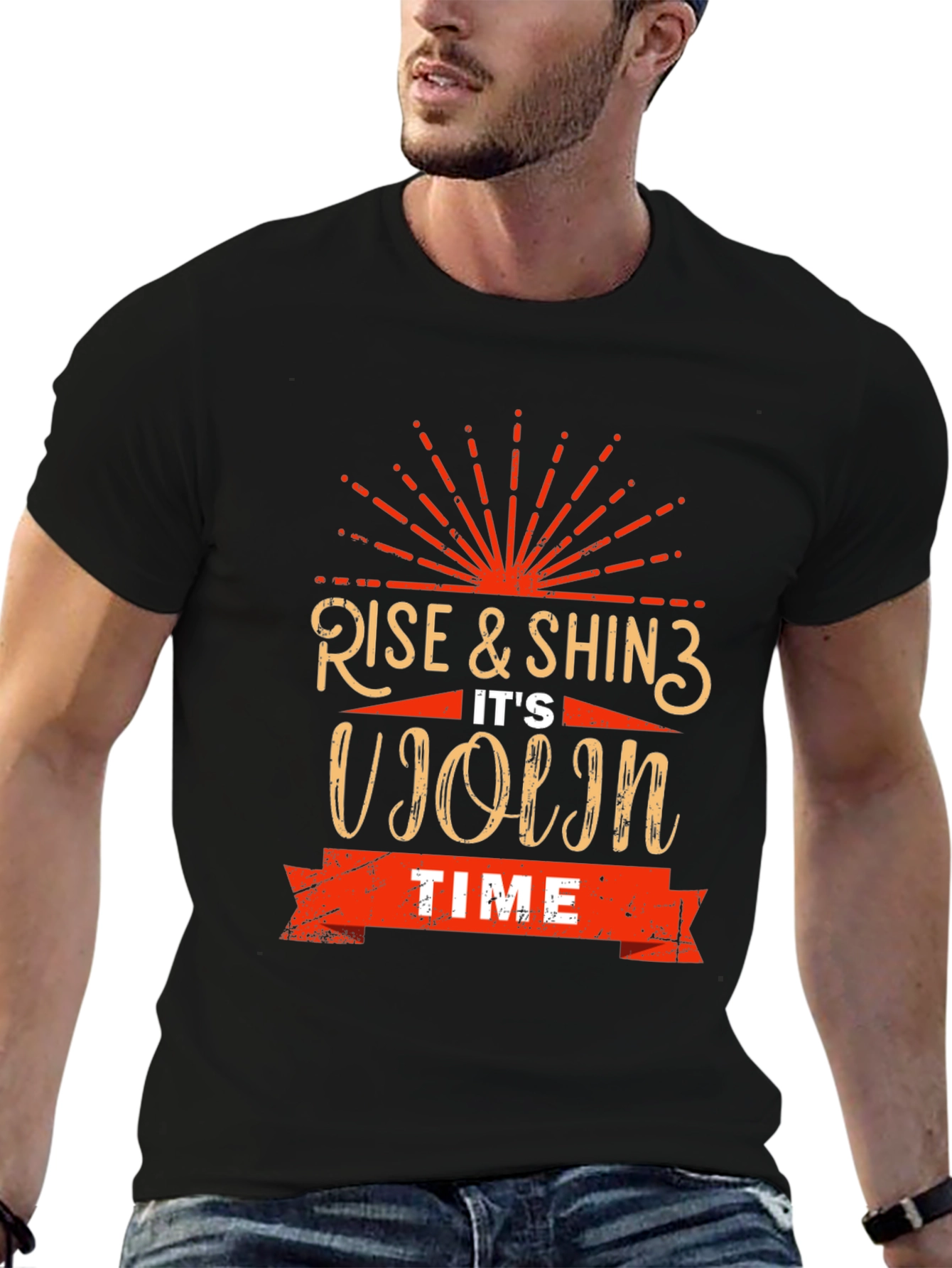 Rise & Shine Its Violin Time Black Graphic Tee