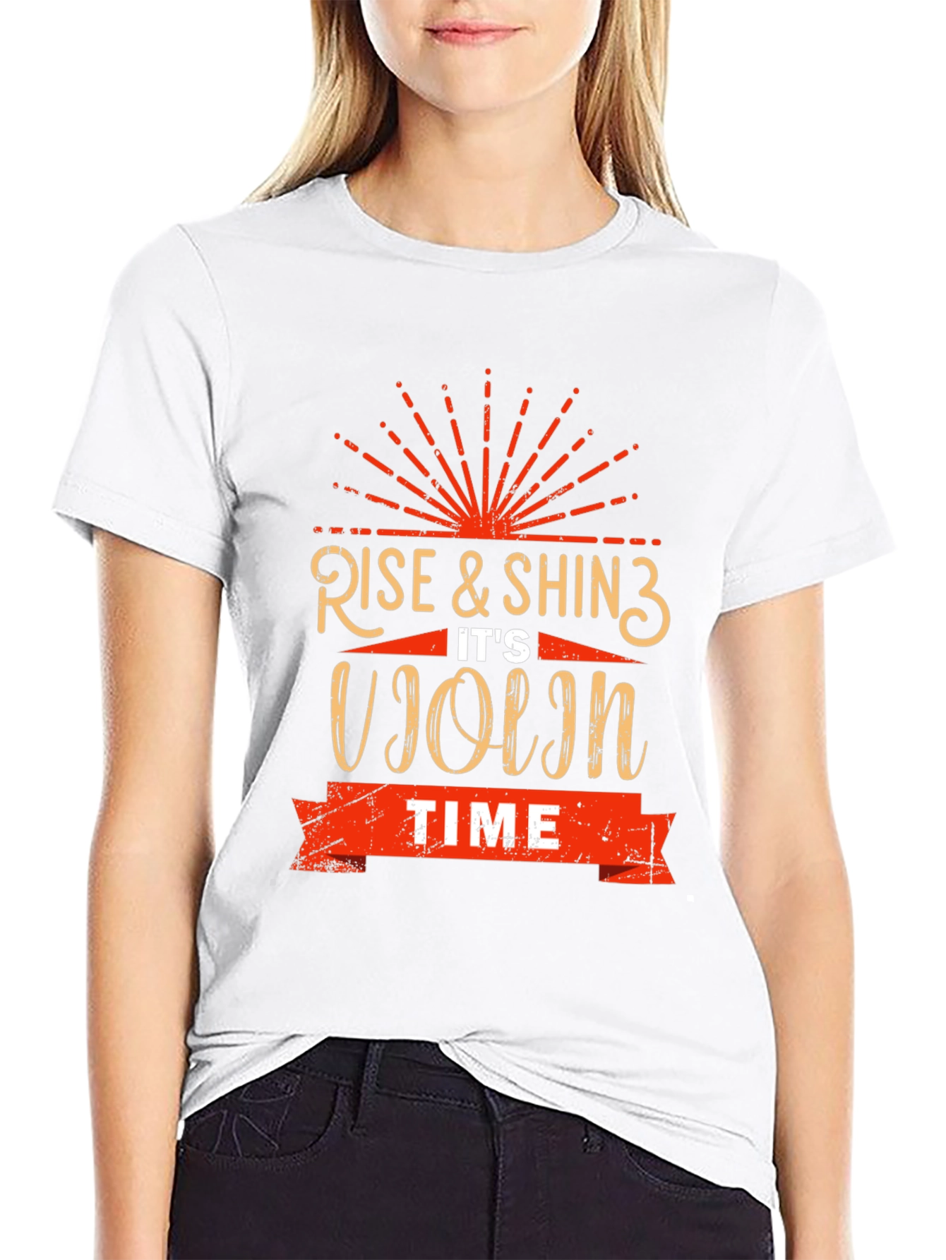 Rise & Shine Its Violin Time Black Graphic Tee