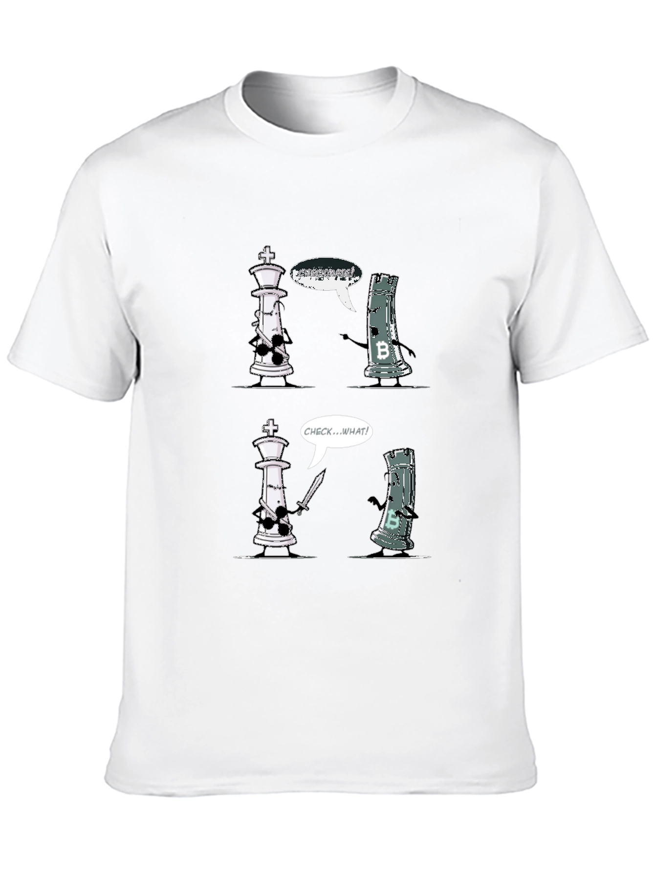 Chess King vs Rook T-Shirt - Checkmate Bitcoin