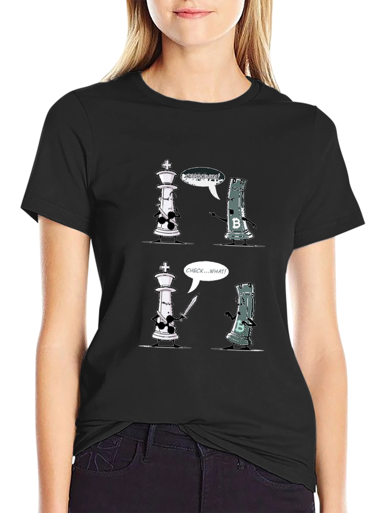 Chess King vs Rook T-Shirt - Checkmate Bitcoin
