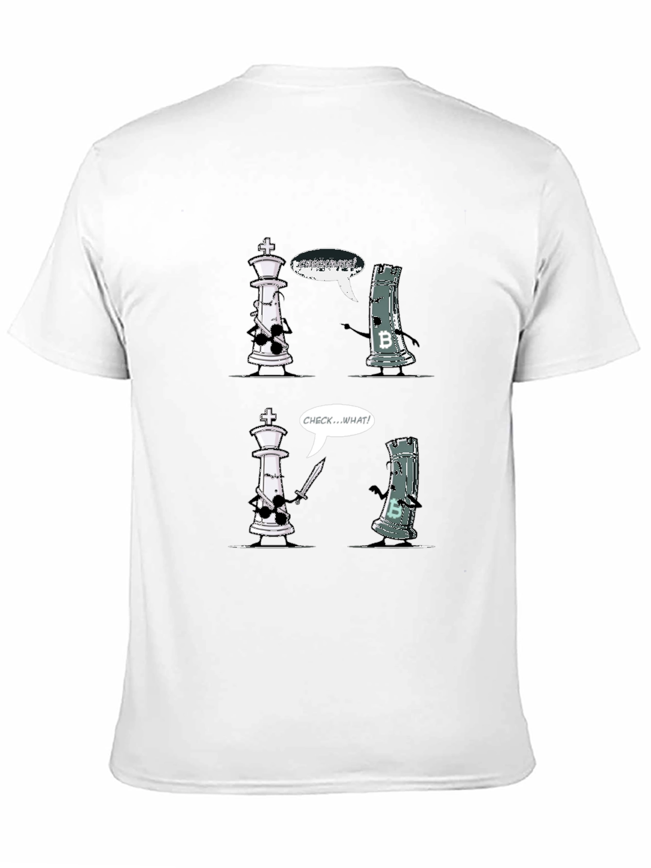 Chess King vs Rook T-Shirt - Checkmate Bitcoin