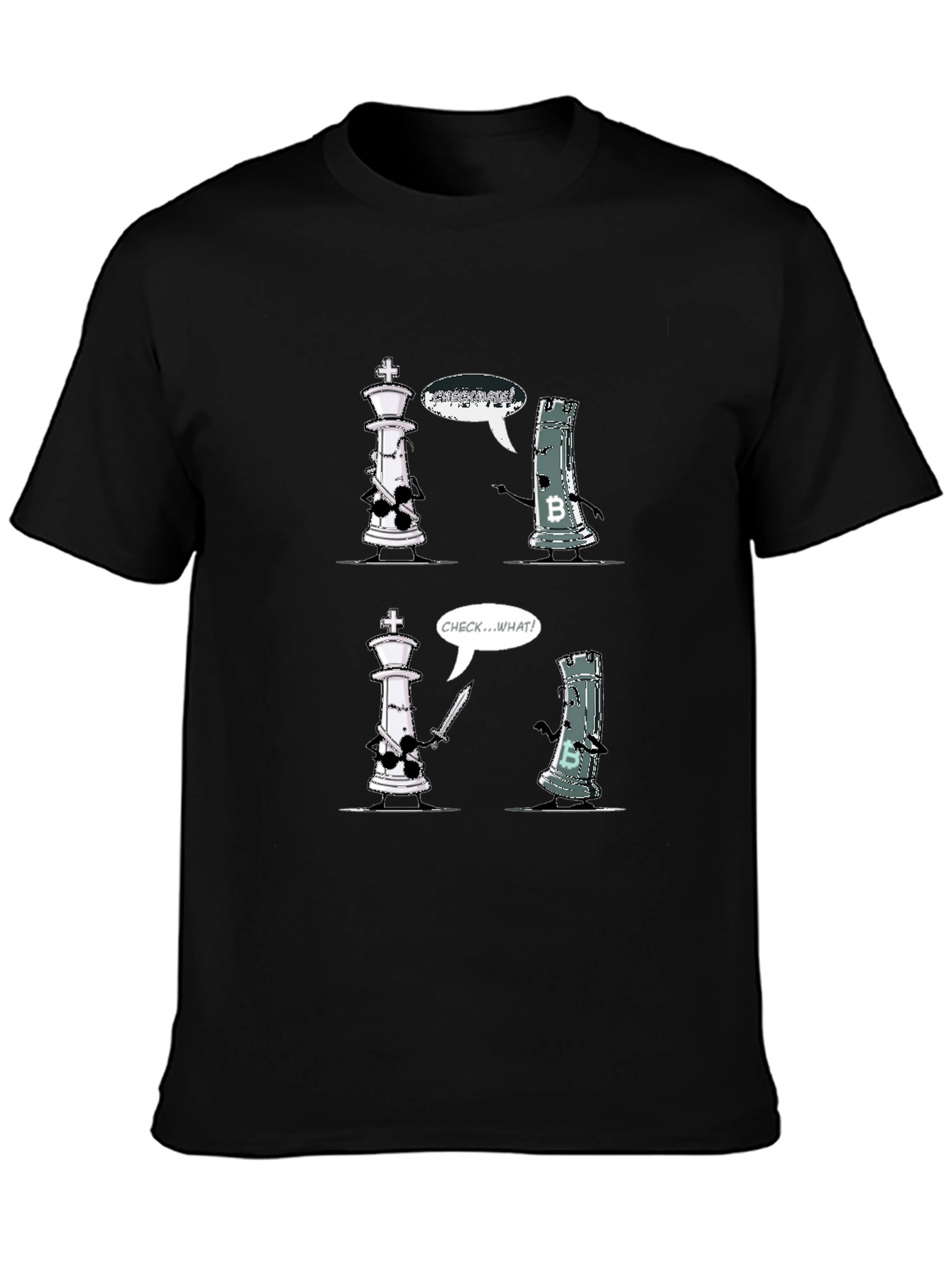Chess King vs Rook T-Shirt - Checkmate Bitcoin