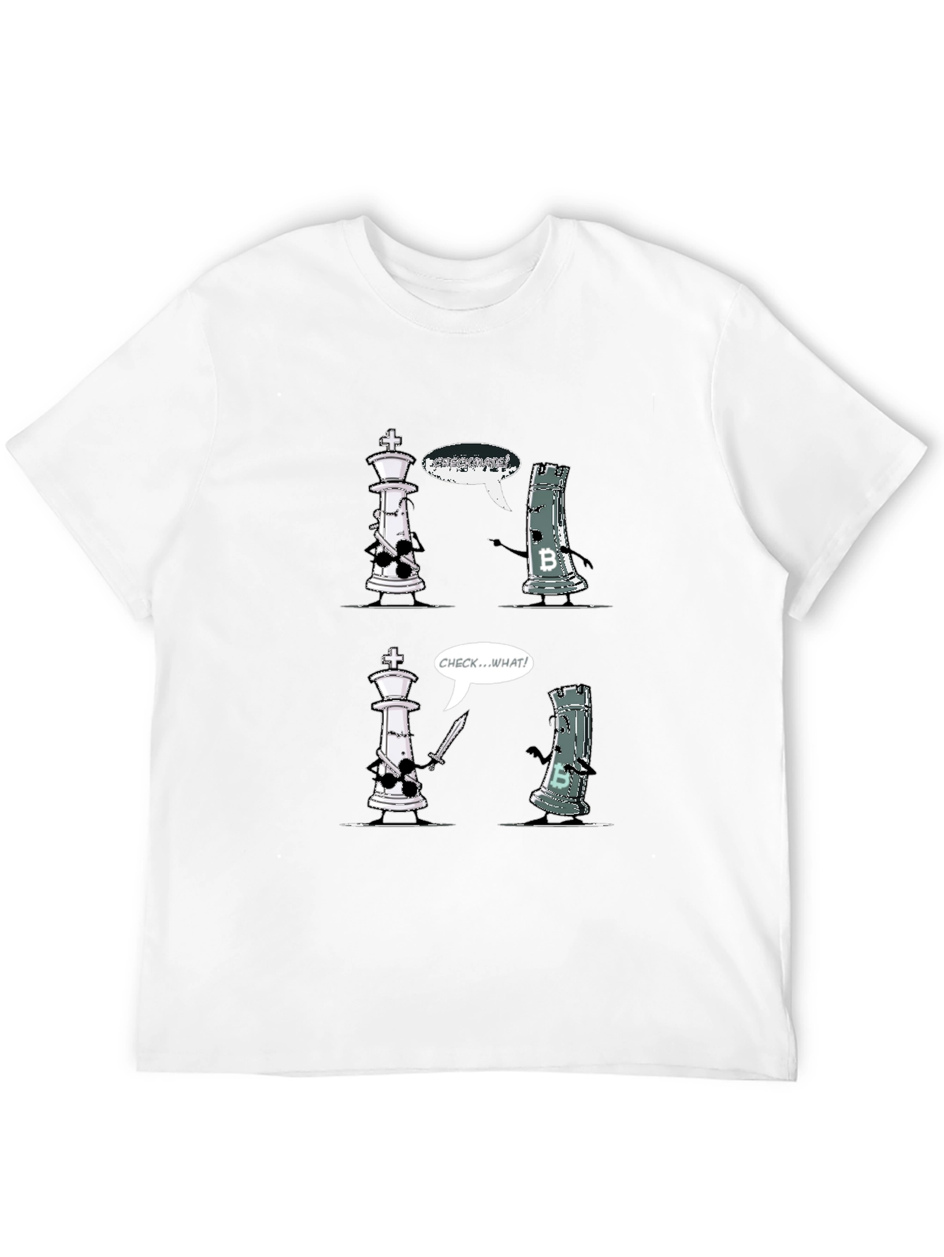 Chess King vs Rook T-Shirt - Checkmate Bitcoin