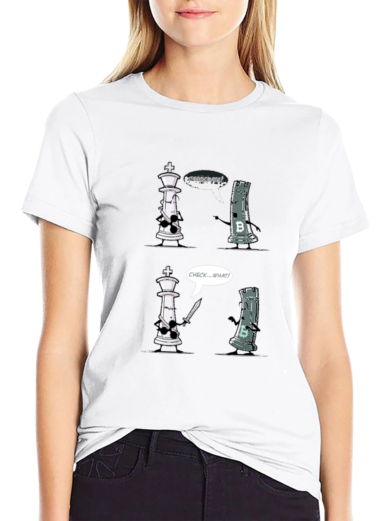 Chess King vs Rook T-Shirt - Checkmate Bitcoin