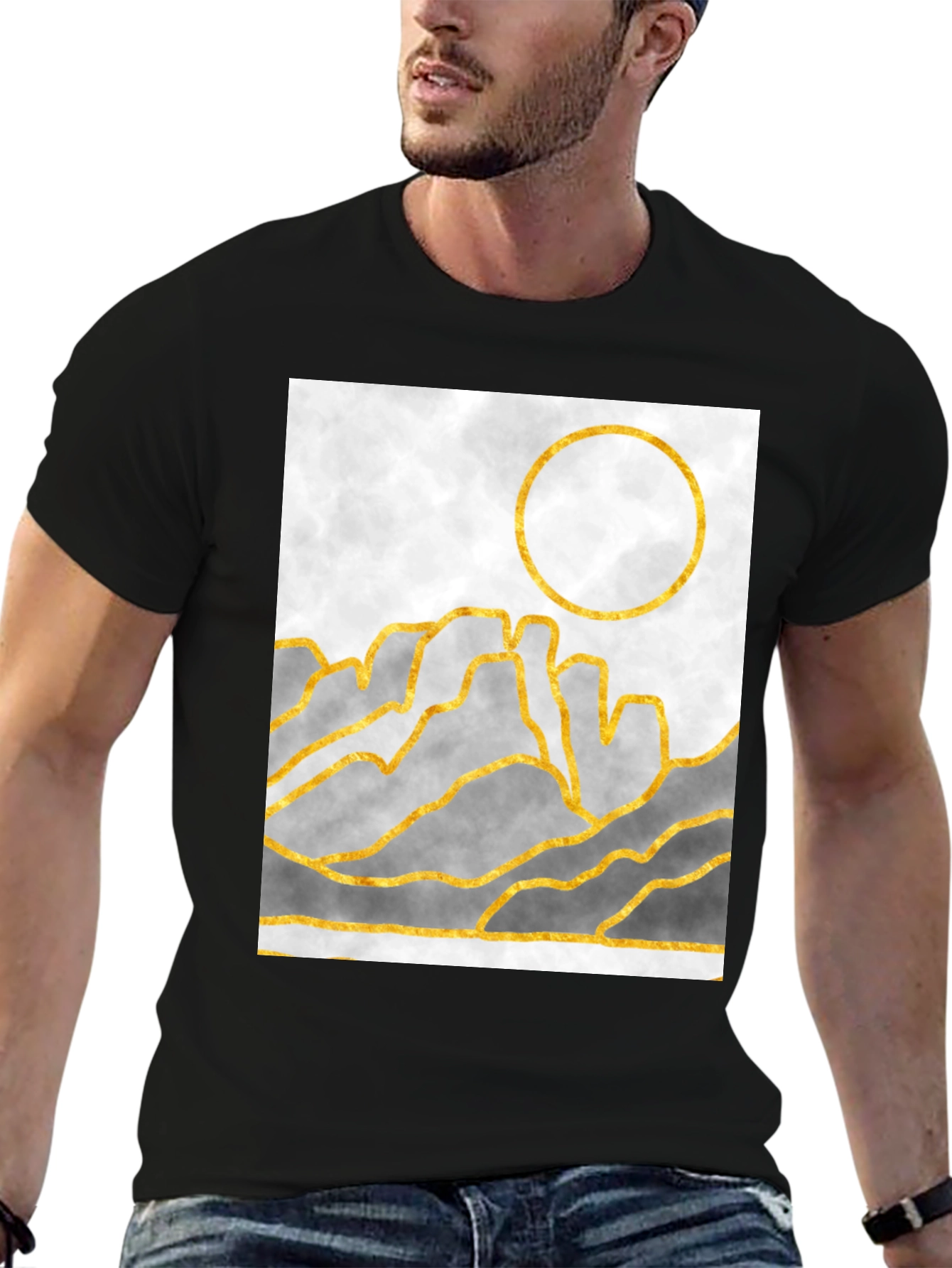 Abstract Gold Mountain Graphic T-Shirt