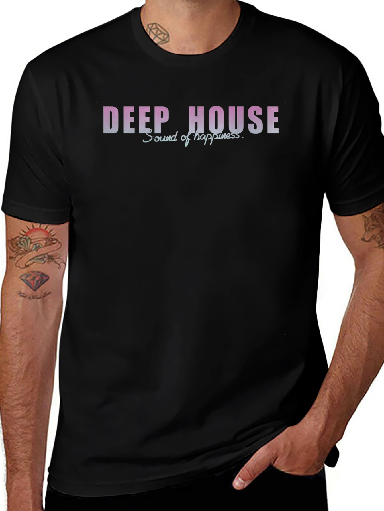 Deep House Music Graphic Print Mens T-Shirt