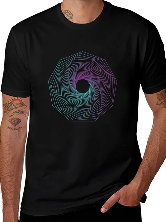 Geometric Vortex Graphic Print T-Shirt