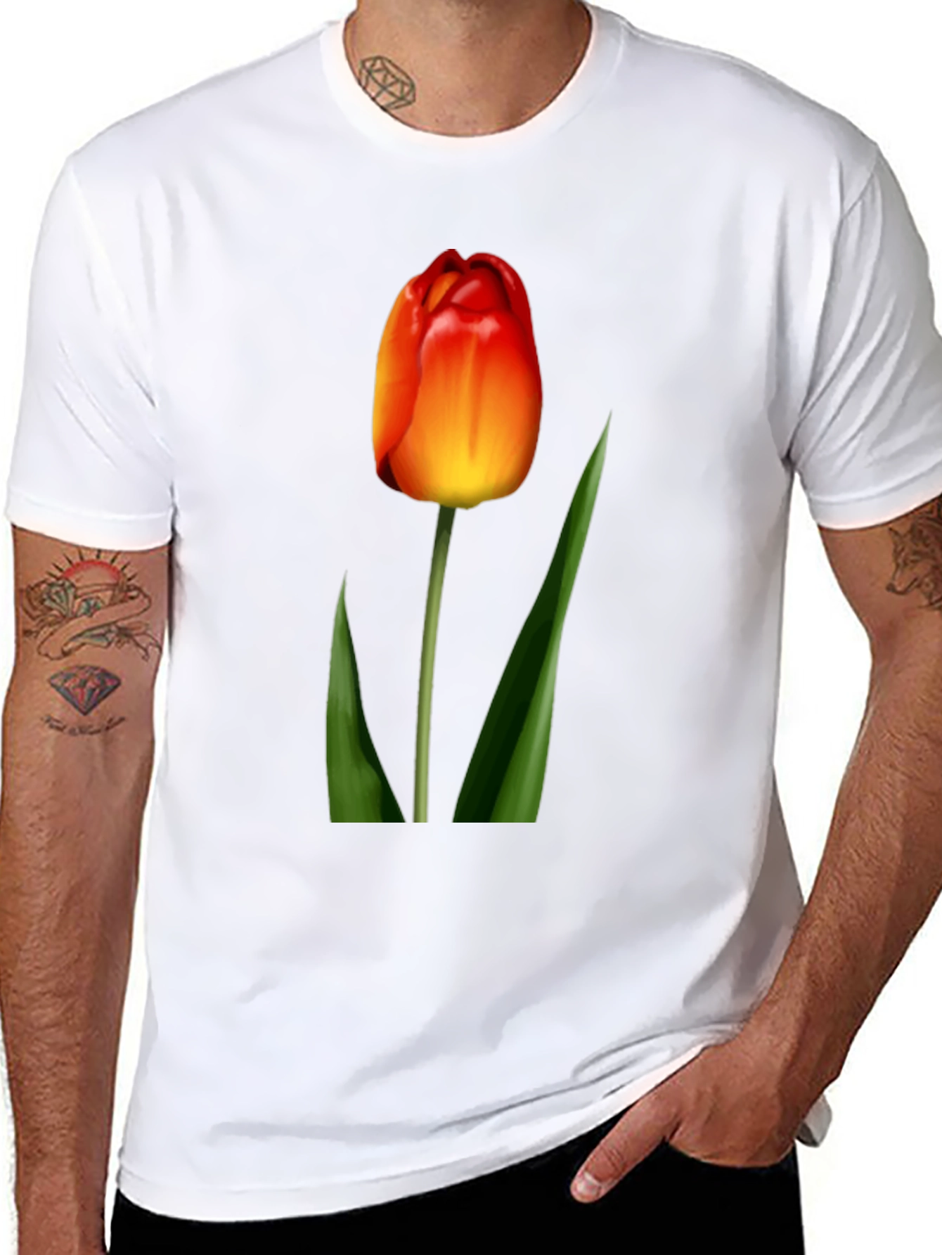 Tulip Graphic Tee - Stylish Black T-Shirt