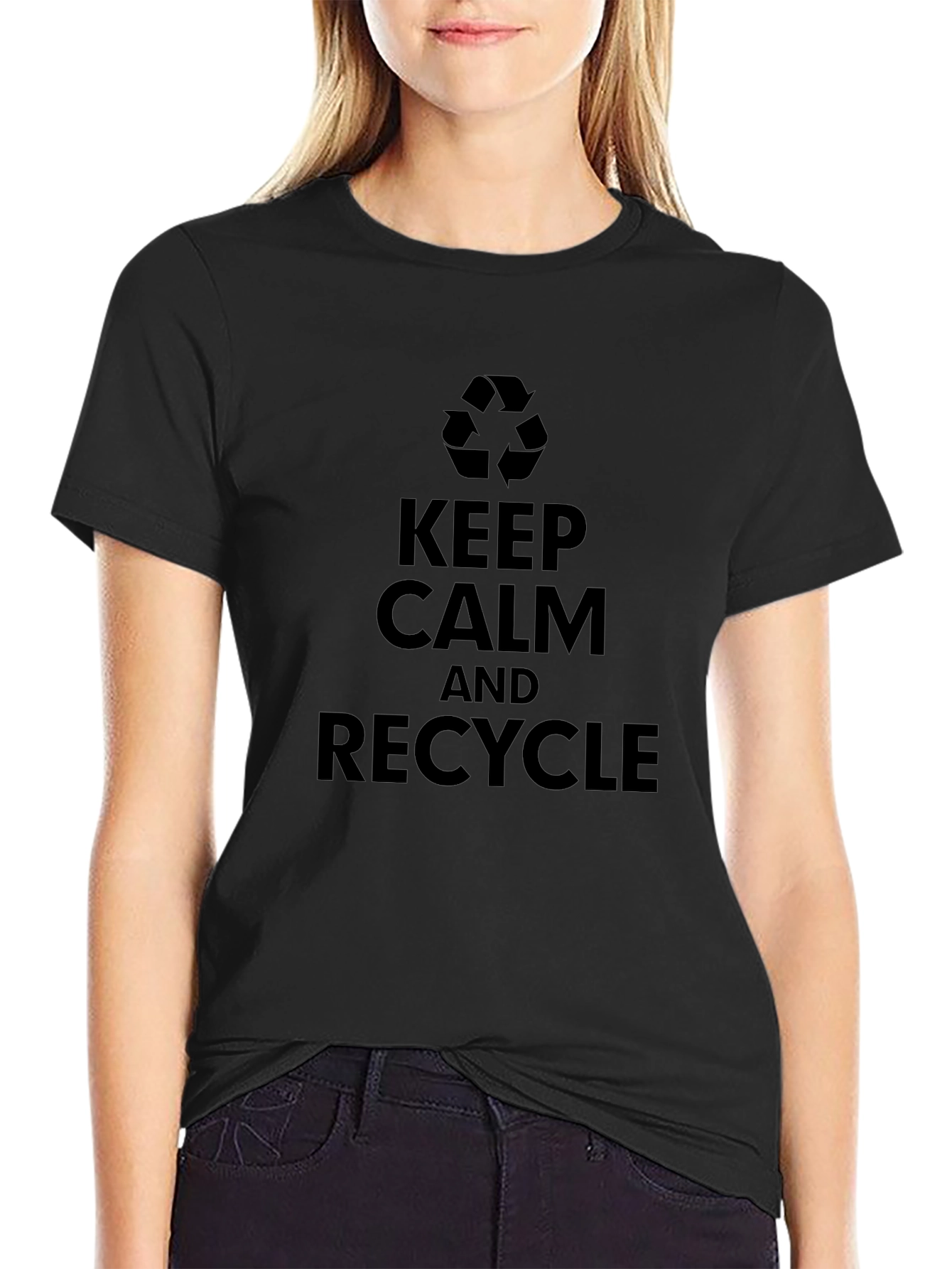 Keep Calm and Recycle Black Graphic T-Shirt