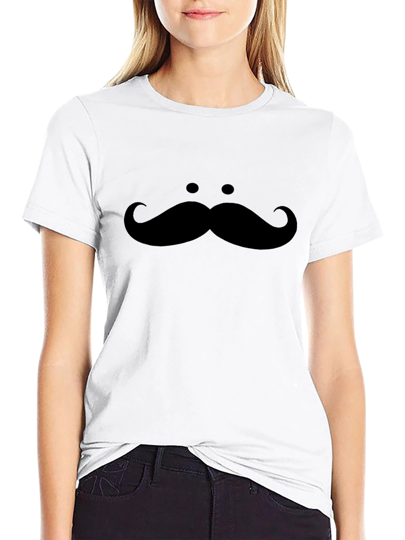 Mustache Graphic Tee - Novelty Black Shirt