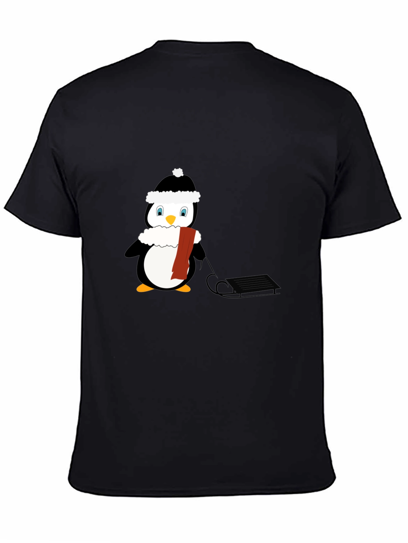 Penguin Sledding Graphic T-Shirt - Winter Fun!
