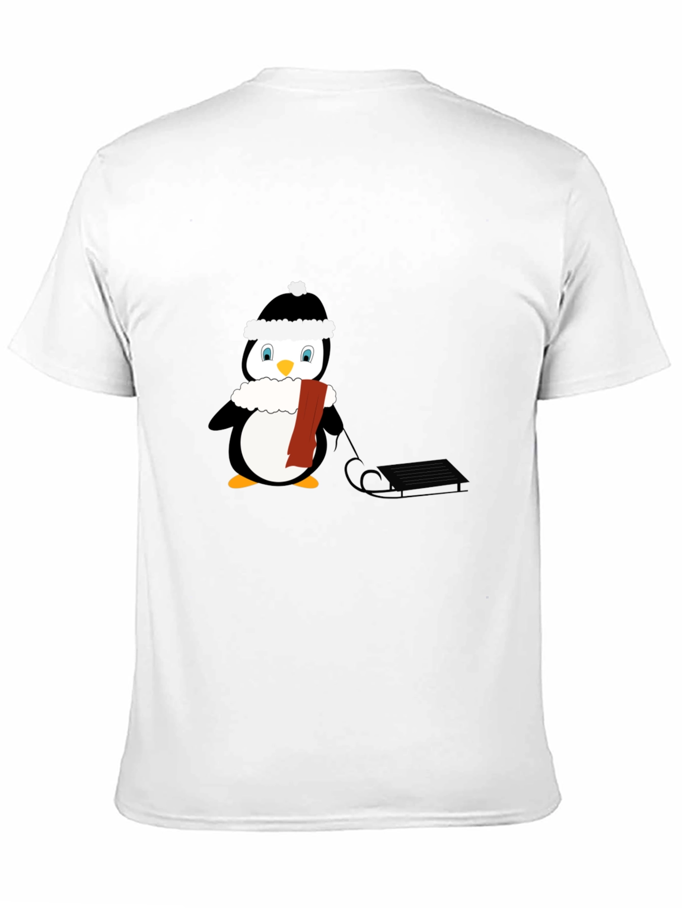 Penguin Sledding Graphic T-Shirt - Winter Fun!