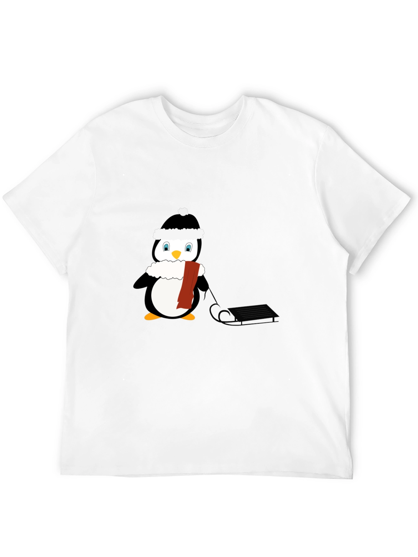Penguin Sledding Graphic T-Shirt - Winter Fun!