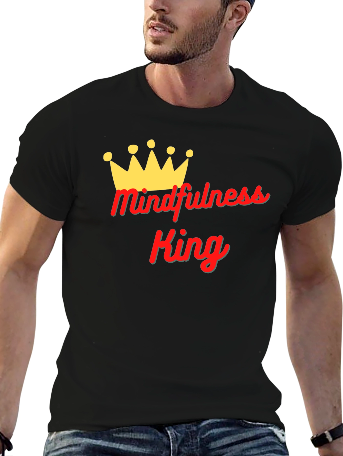 Mindfulness King Black Graphic T-Shirt