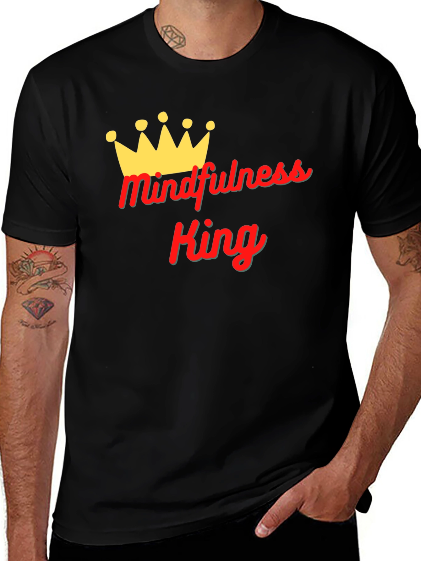 Mindfulness King Black Graphic T-Shirt