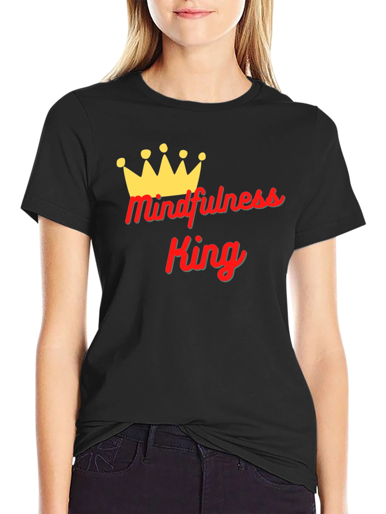 Mindfulness King Black Graphic T-Shirt