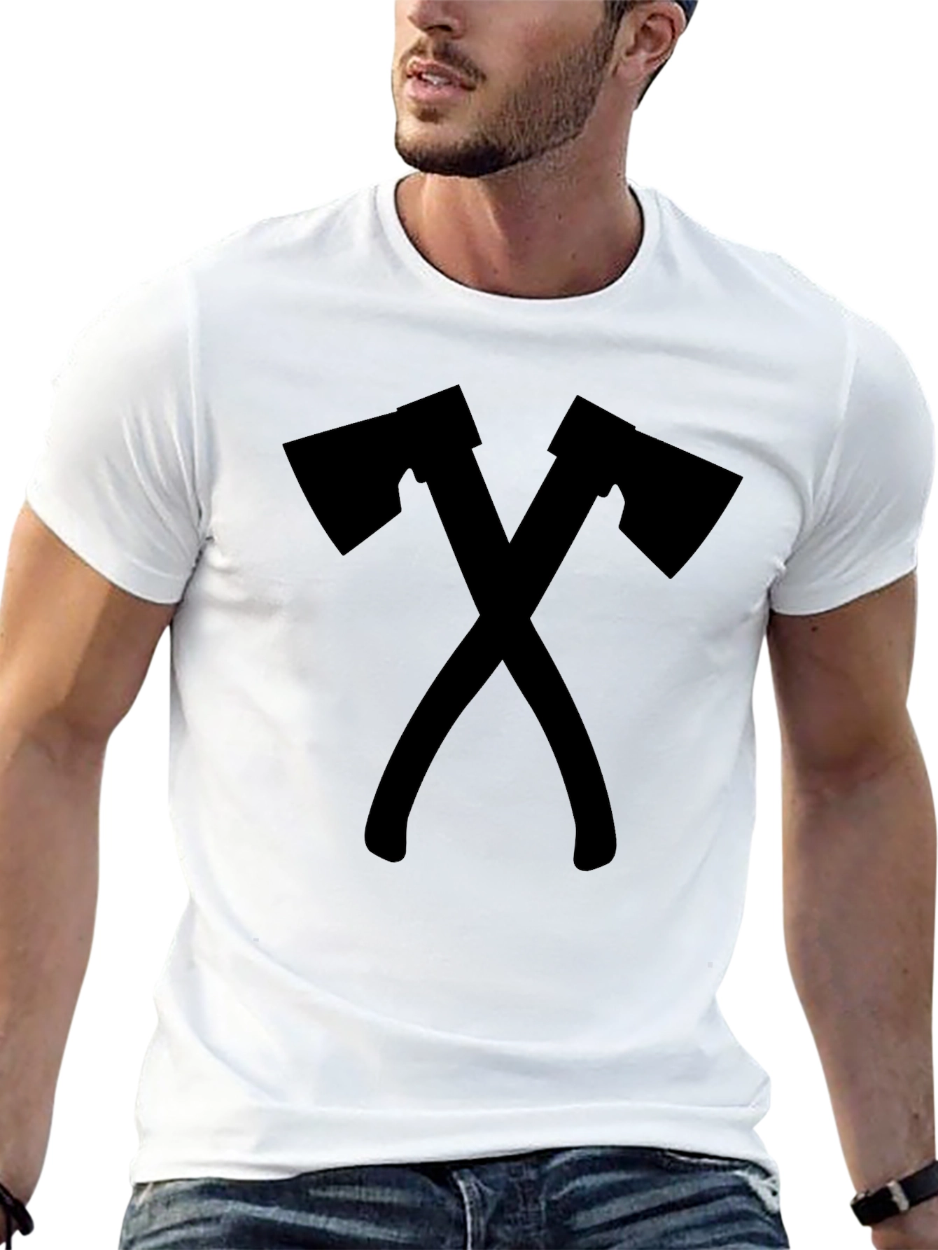 Crossed Axes Graphic Tee - Lumberjack Style Shirt