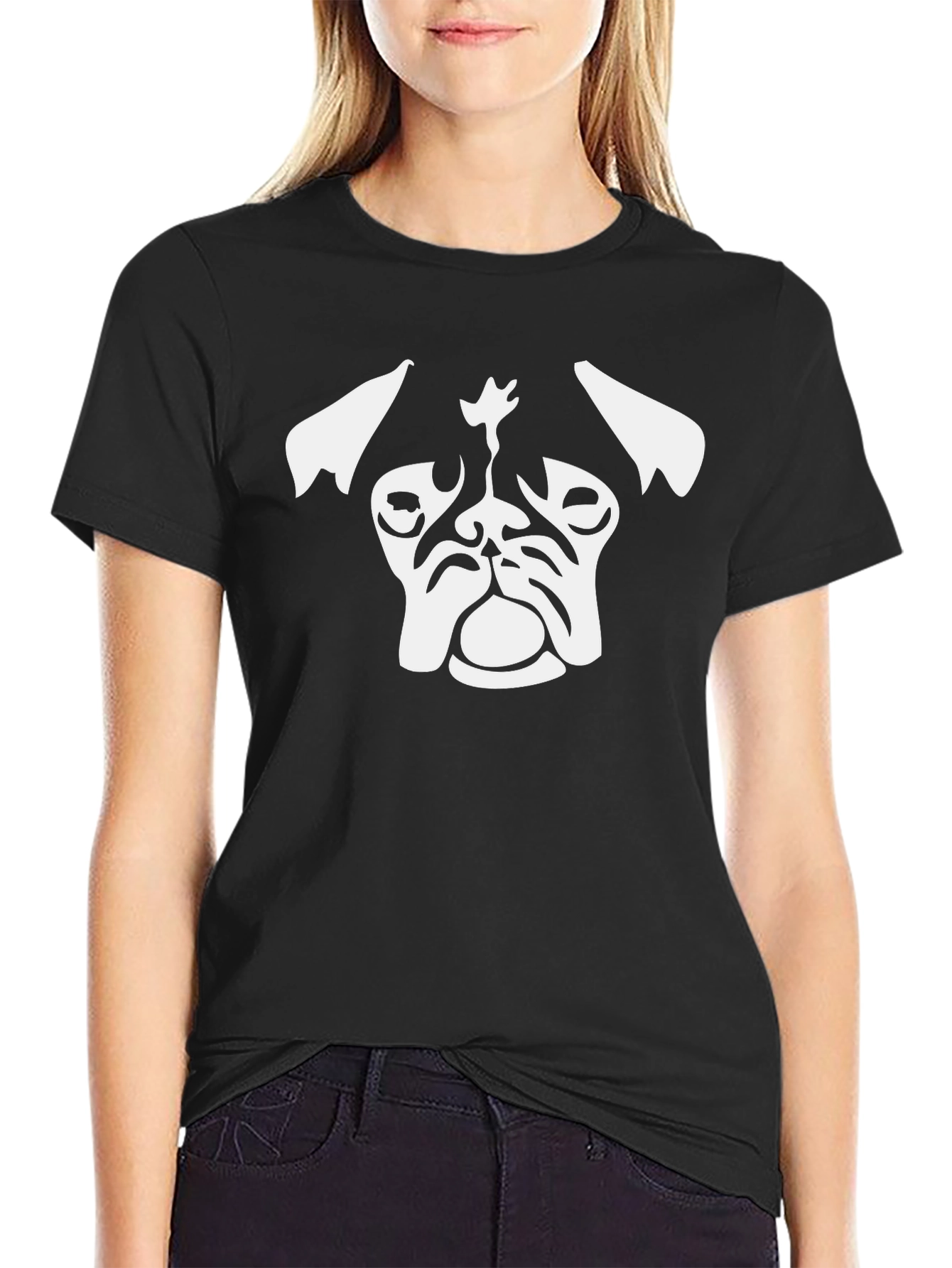 Pug Head Graphic Tee - Stylish Black T-Shirt