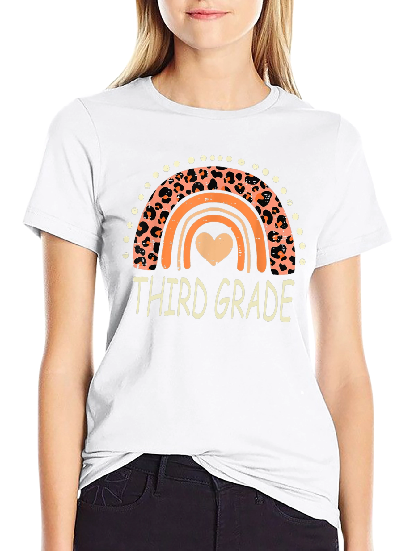 Third Grade Rainbow Leopard Print T-Shirt