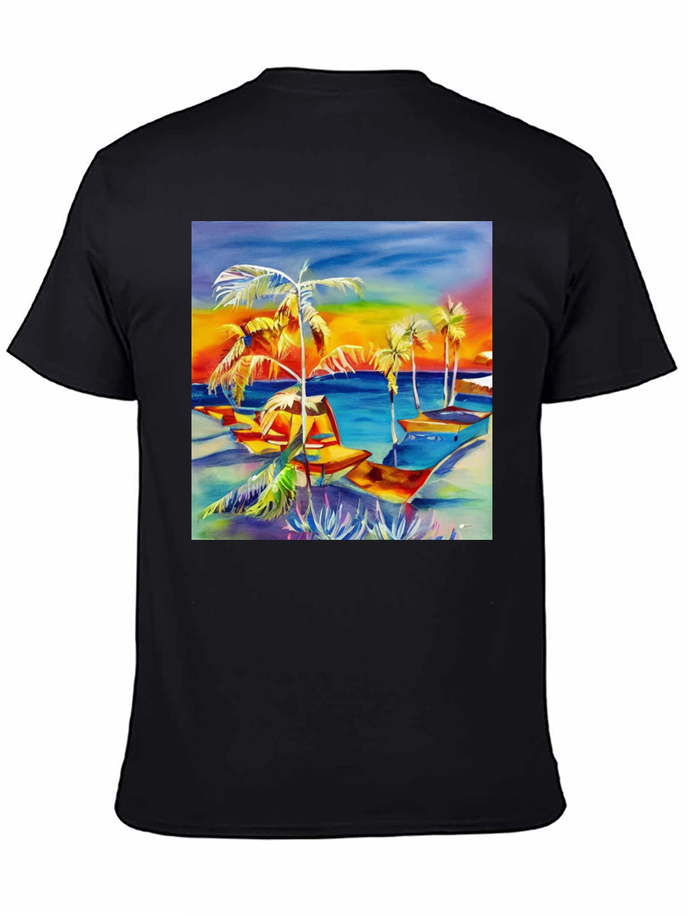 Tropical Beach Palm Tree Graphic Tee