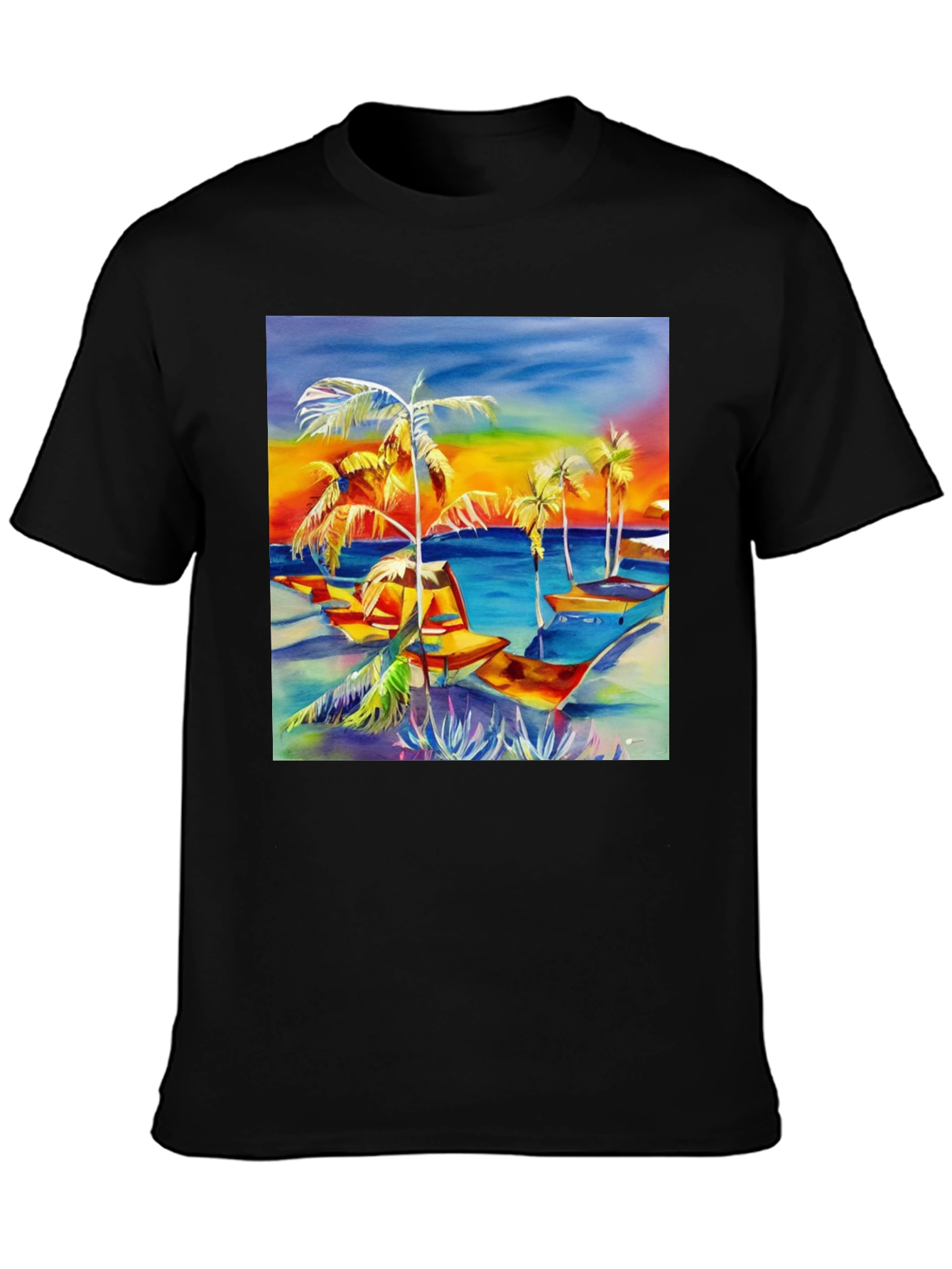 Tropical Beach Palm Tree Graphic Tee
