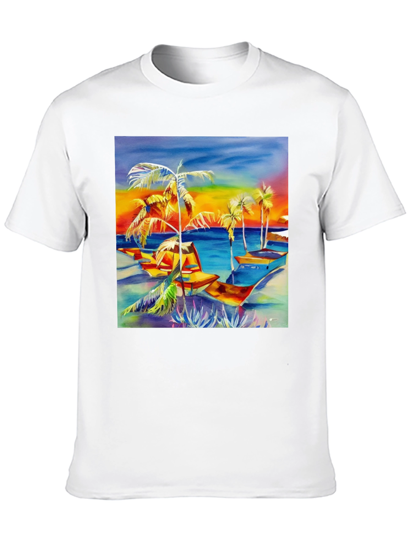 Tropical Beach Palm Tree Graphic Tee