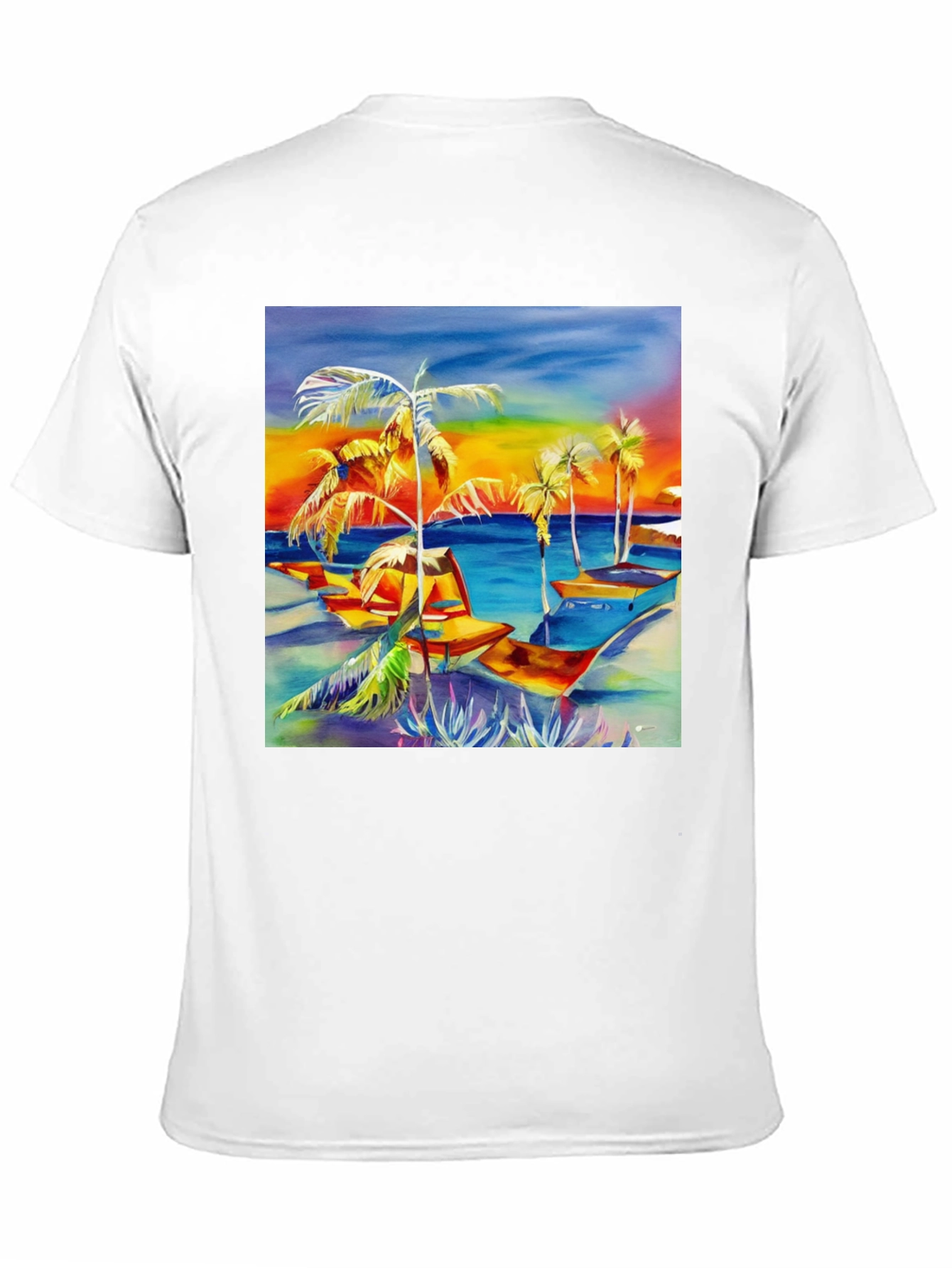 Tropical Beach Palm Tree Graphic Tee