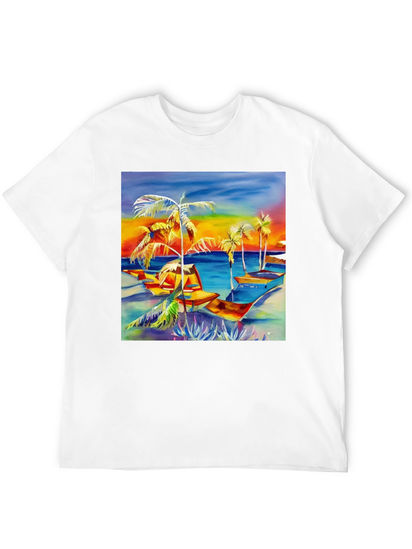 Tropical Beach Palm Tree Graphic Tee