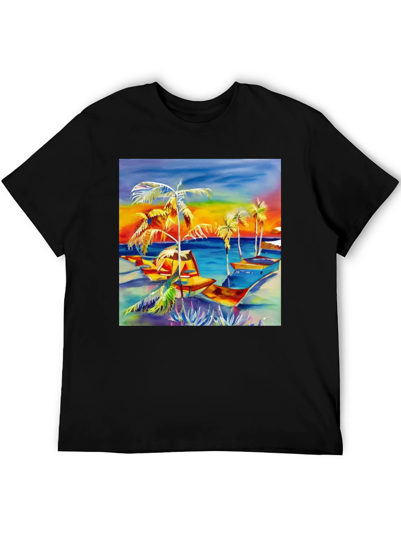 Tropical Beach Palm Tree Graphic Tee