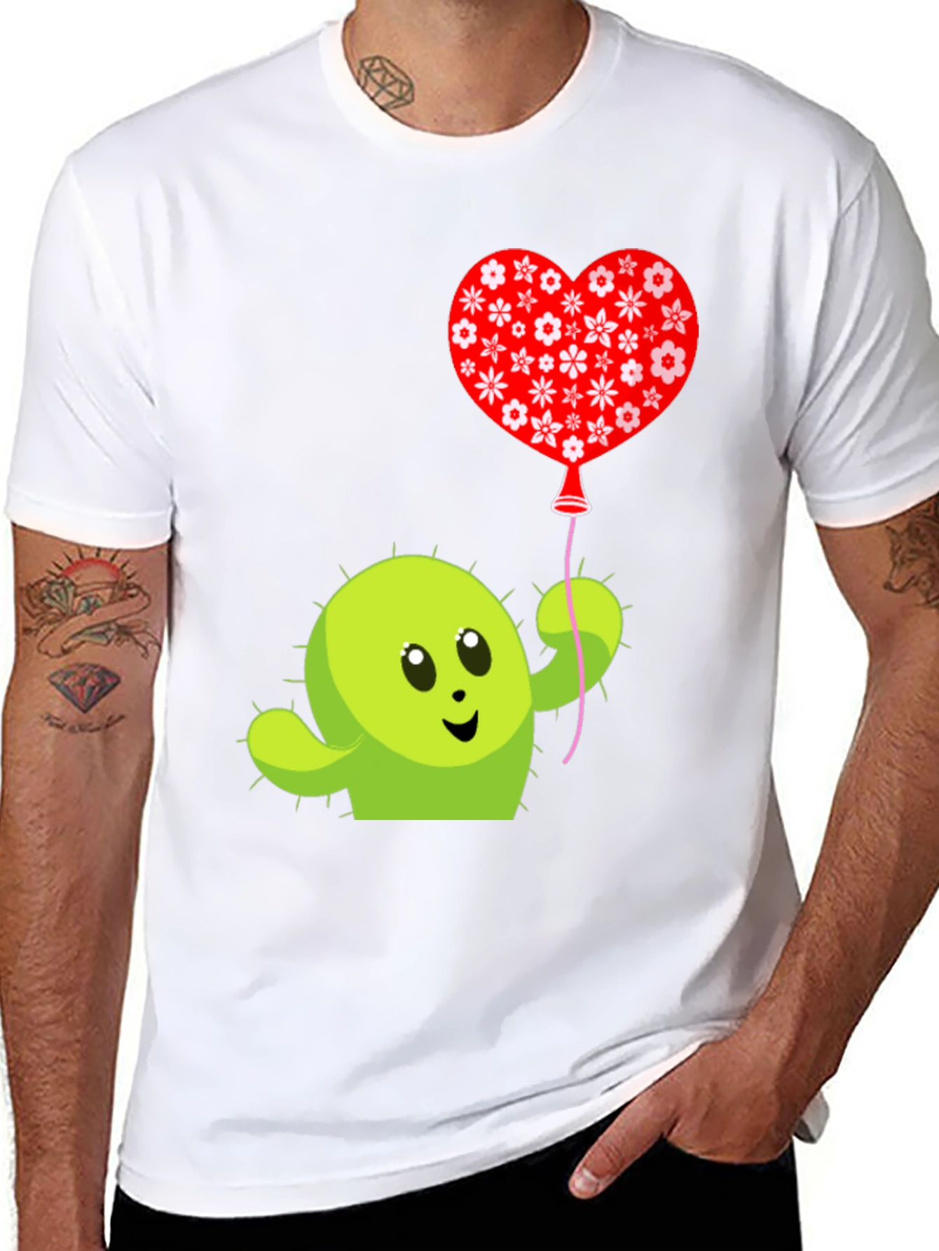 Cactus Love Balloon Graphic Tee - Soft Cotton Shirt