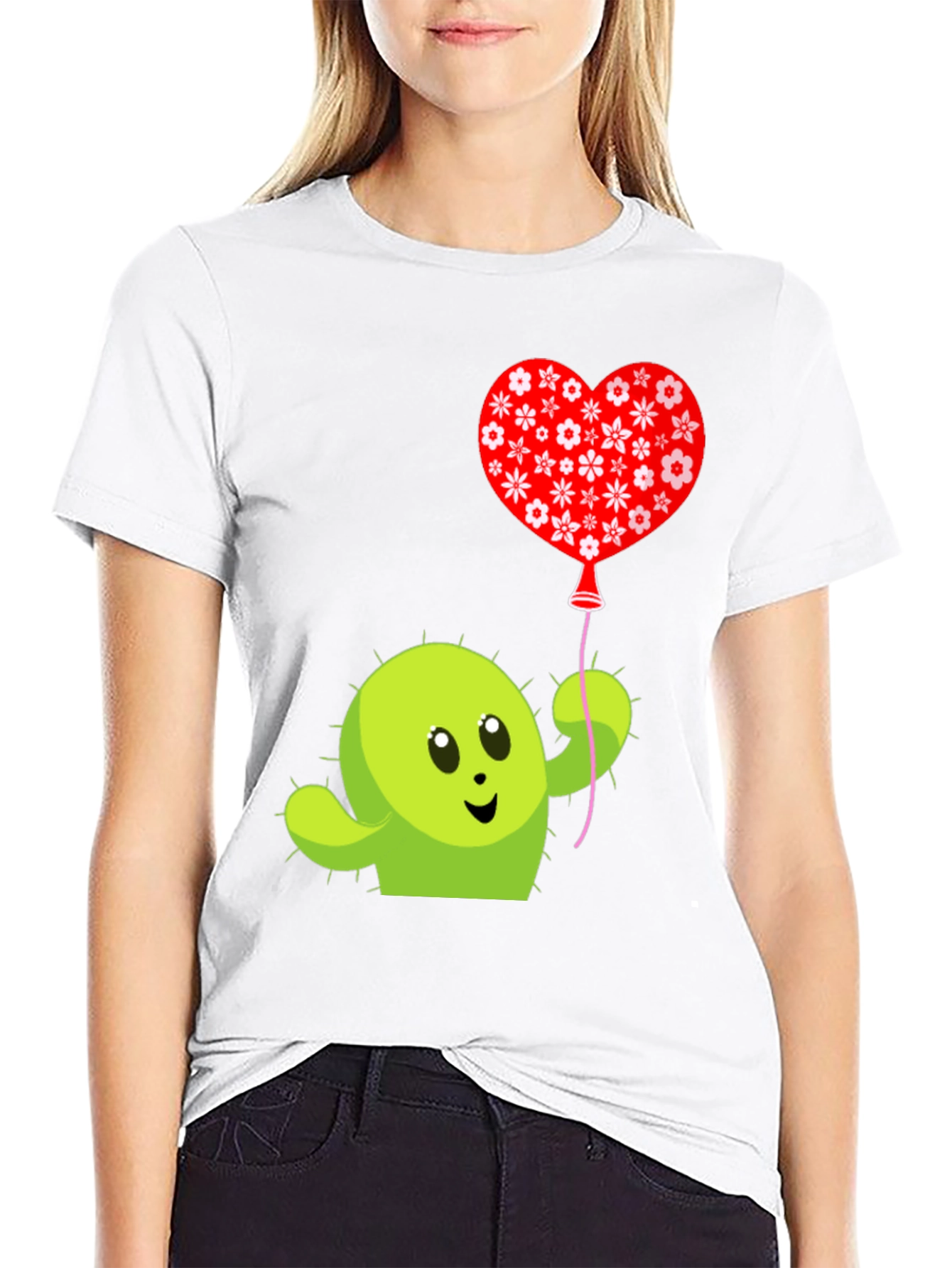 Cactus Love Balloon Graphic Tee - Soft Cotton Shirt