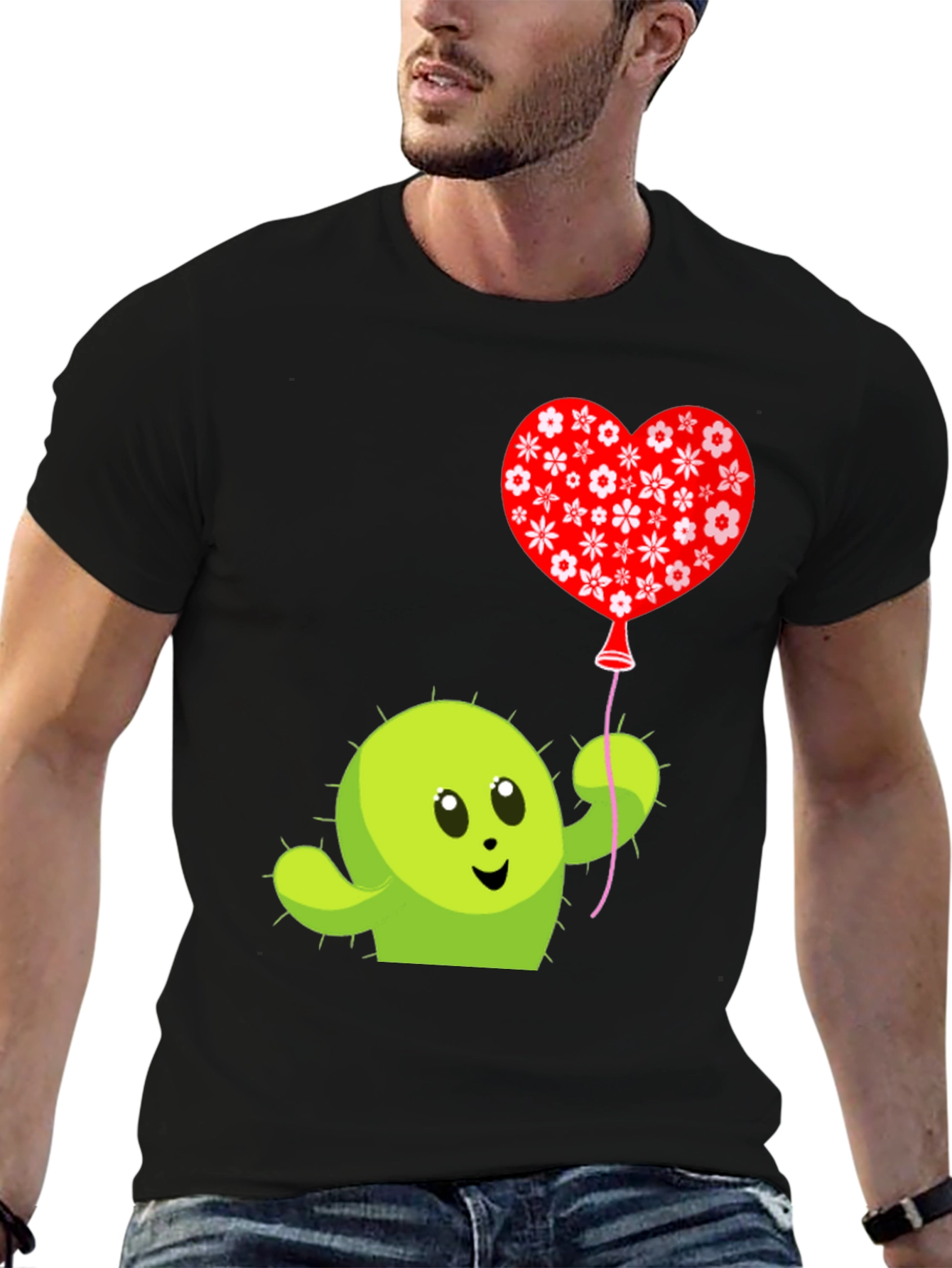 Cactus Love Balloon Graphic Tee - Soft Cotton Shirt