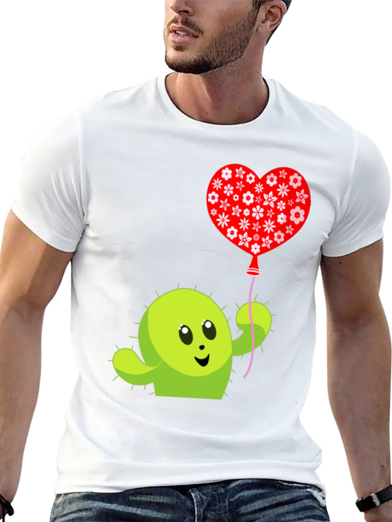 Cactus Love Balloon Graphic Tee - Soft Cotton Shirt