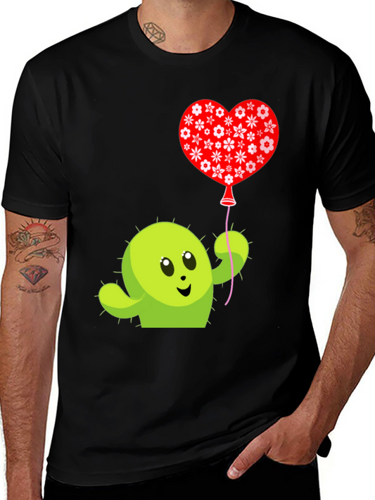Cactus Love Balloon Graphic Tee - Soft Cotton Shirt