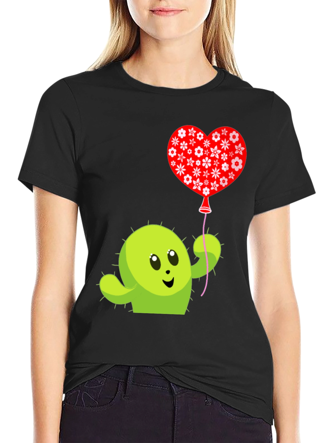 Cactus Love Balloon Graphic Tee - Soft Cotton Shirt