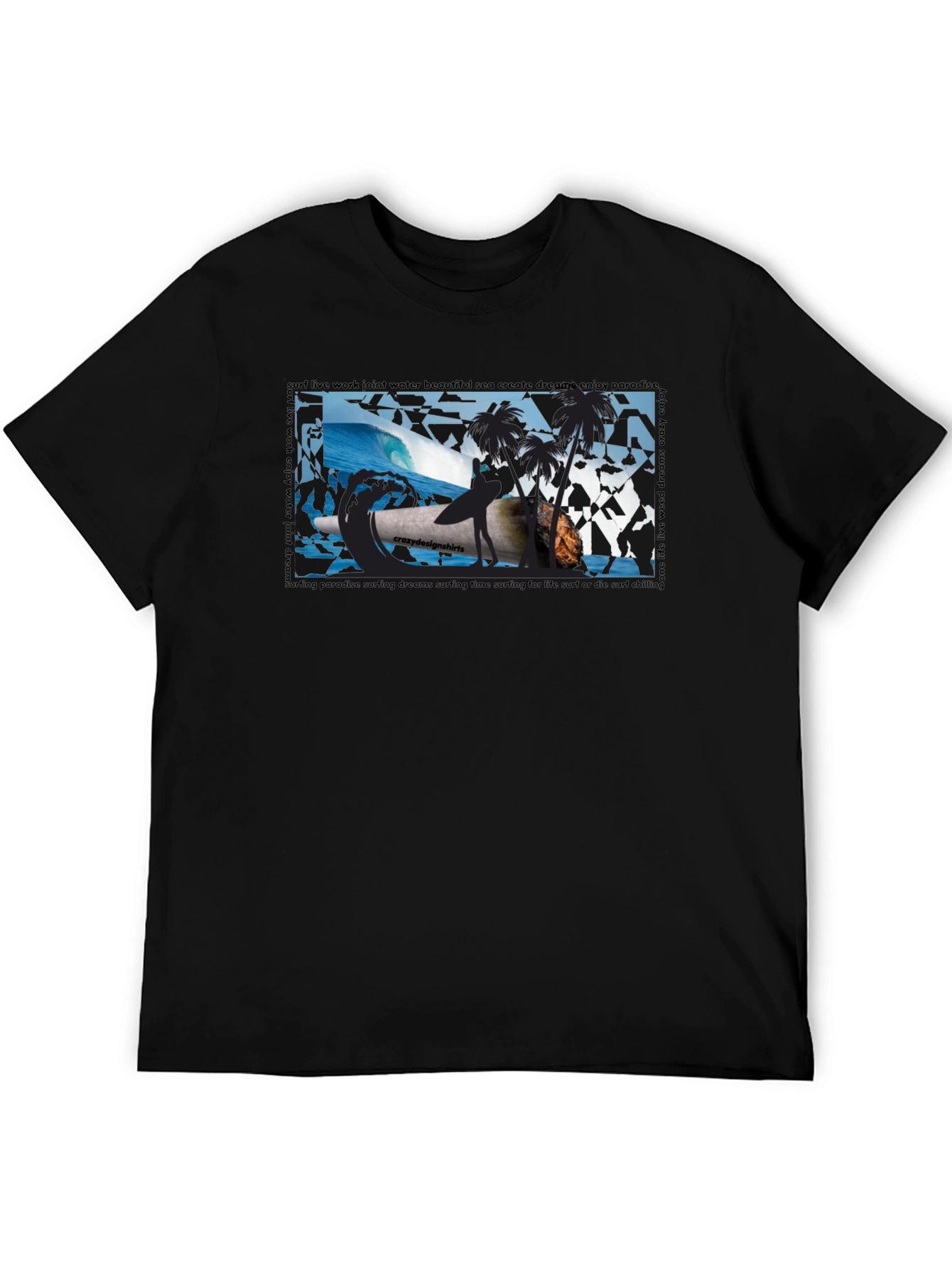 Surfing Paradise Graphic Tee - Black