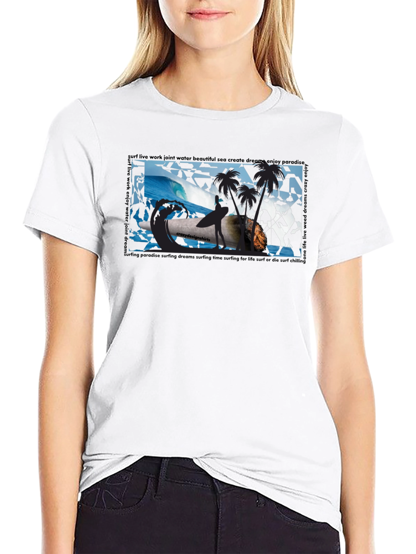 Surfing Paradise Graphic Tee - Black