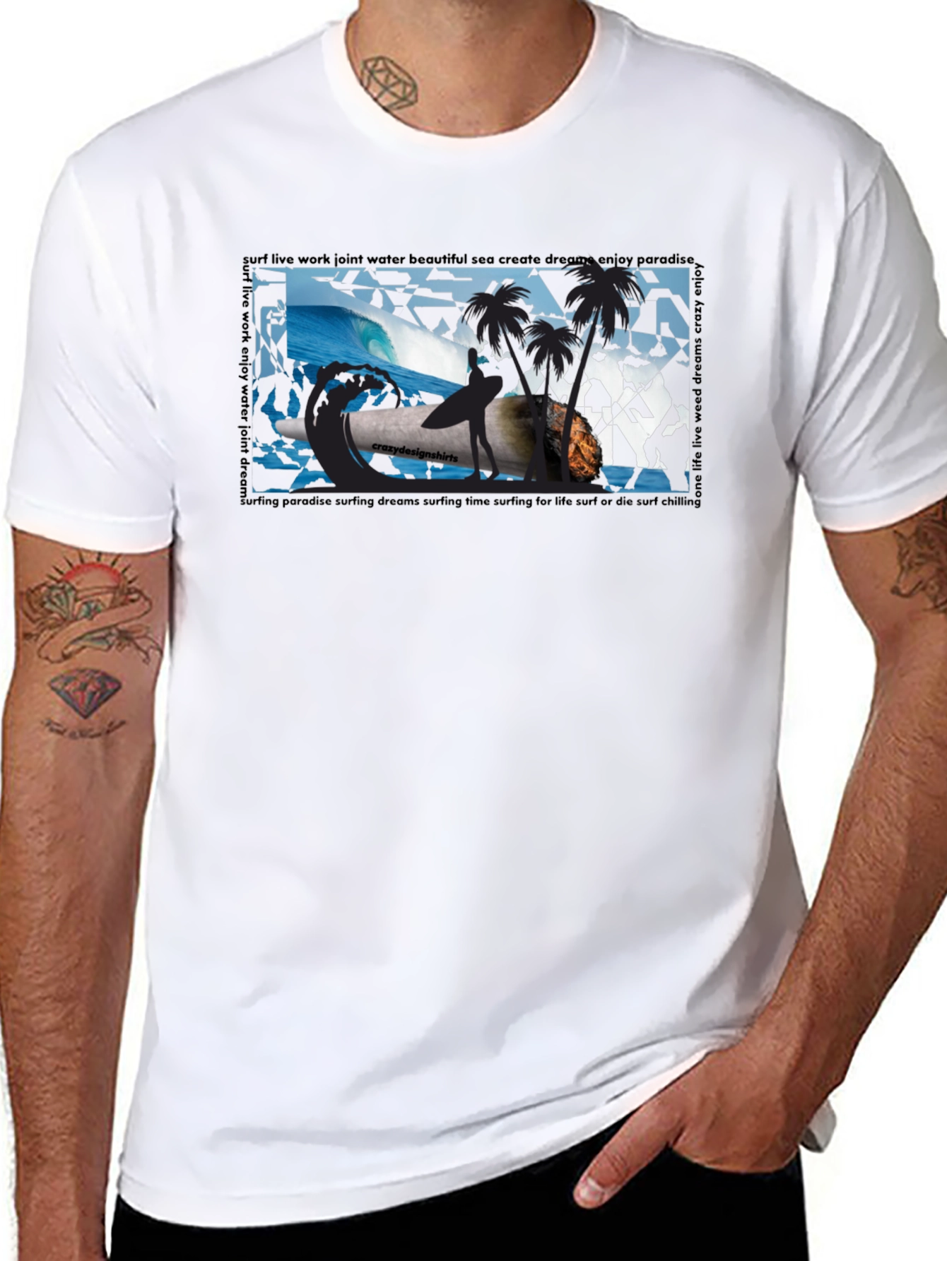Surfing Paradise Graphic Tee - Black