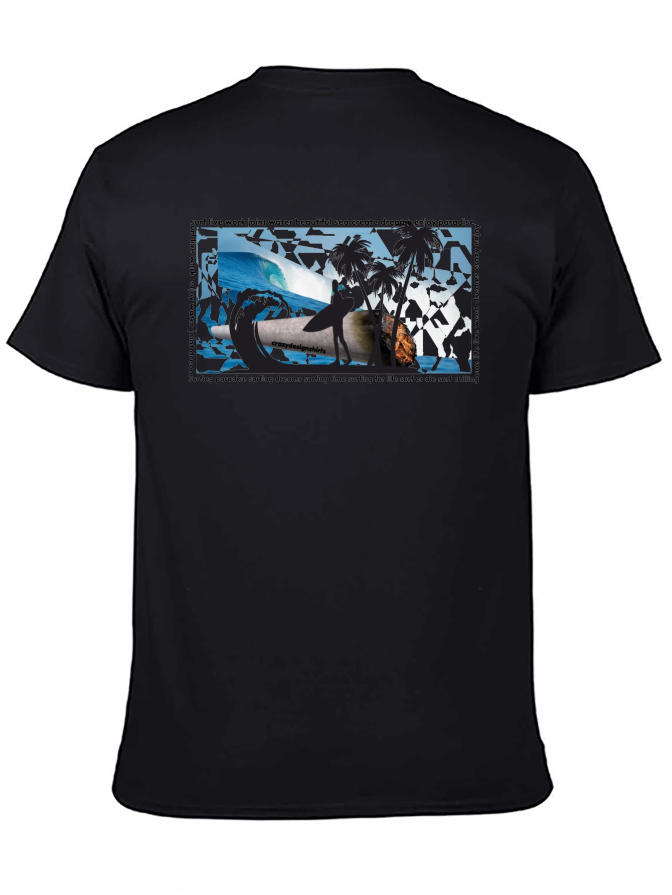 Surfing Paradise Graphic Tee - Black
