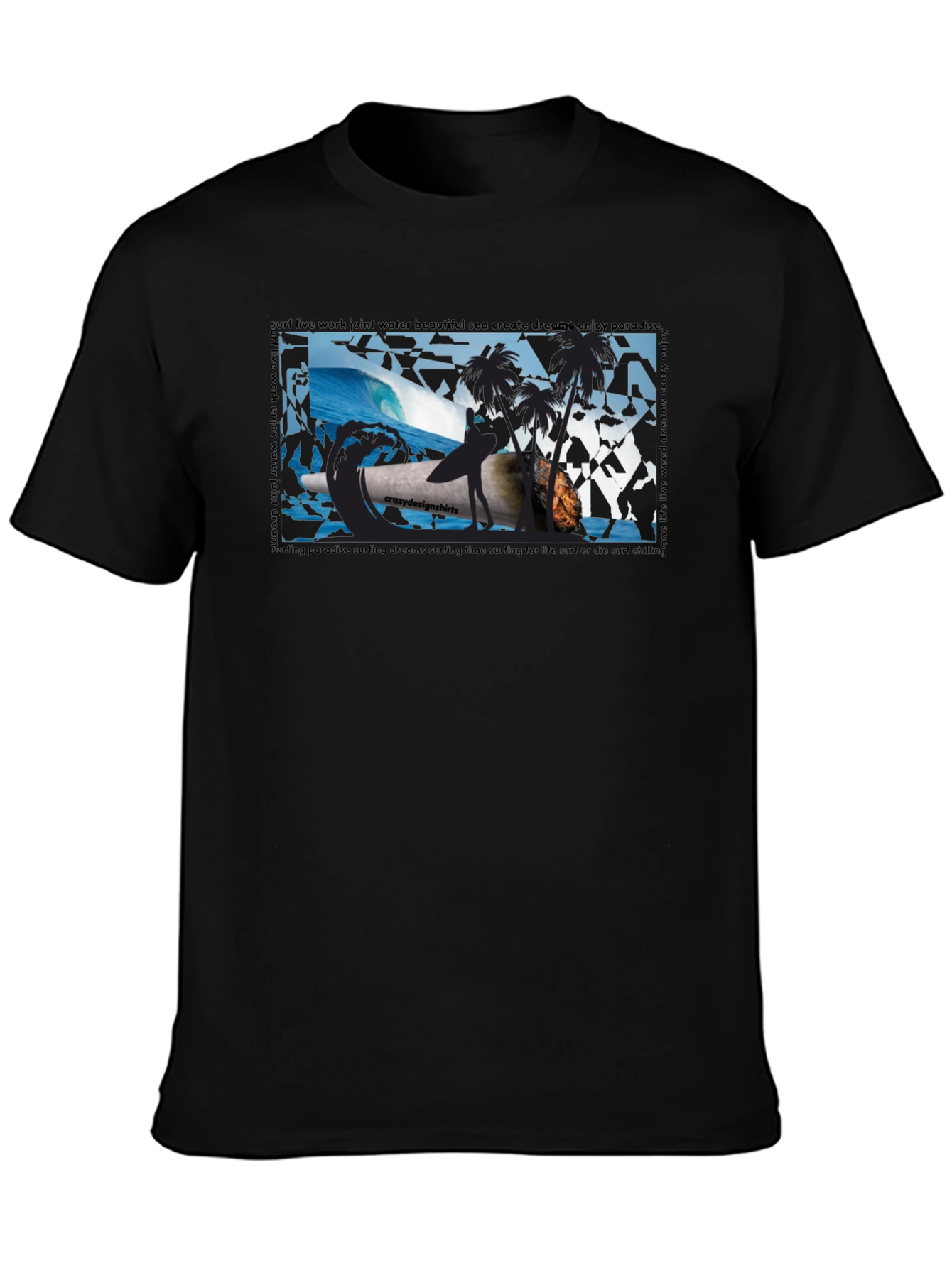Surfing Paradise Graphic Tee - Black