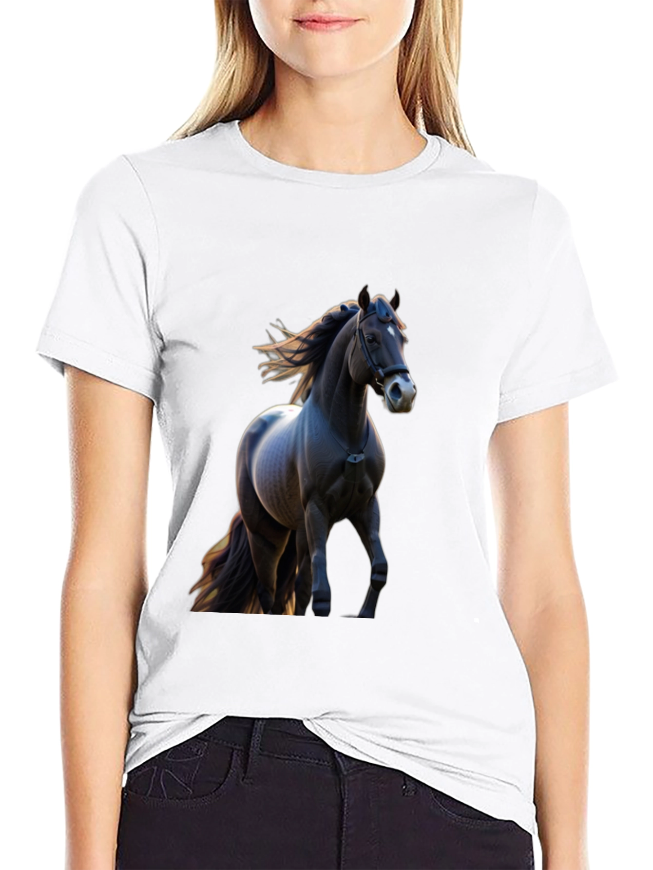 Black Horse Graphic Tee - Equestrian Style