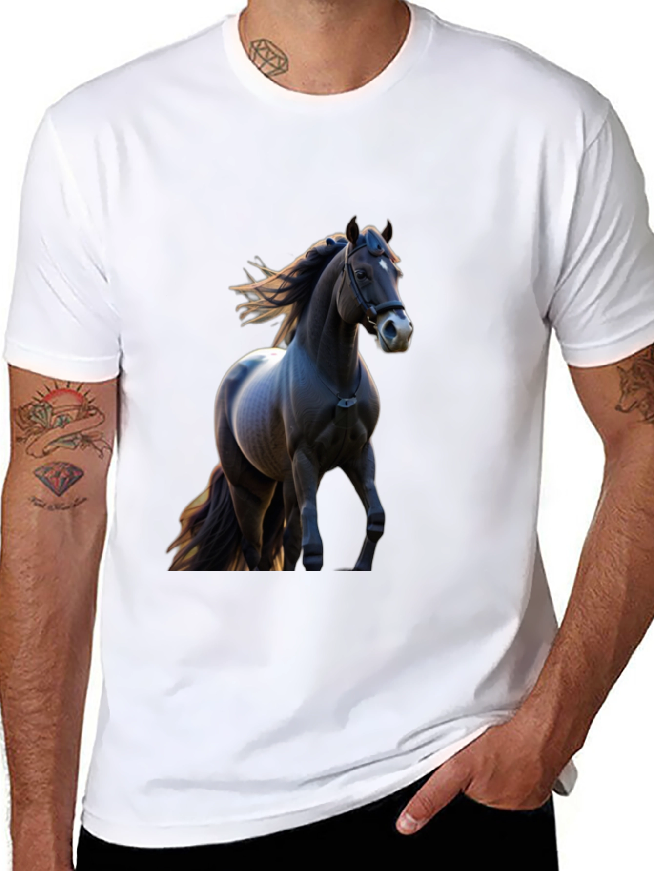 Black Horse Graphic Tee - Equestrian Style