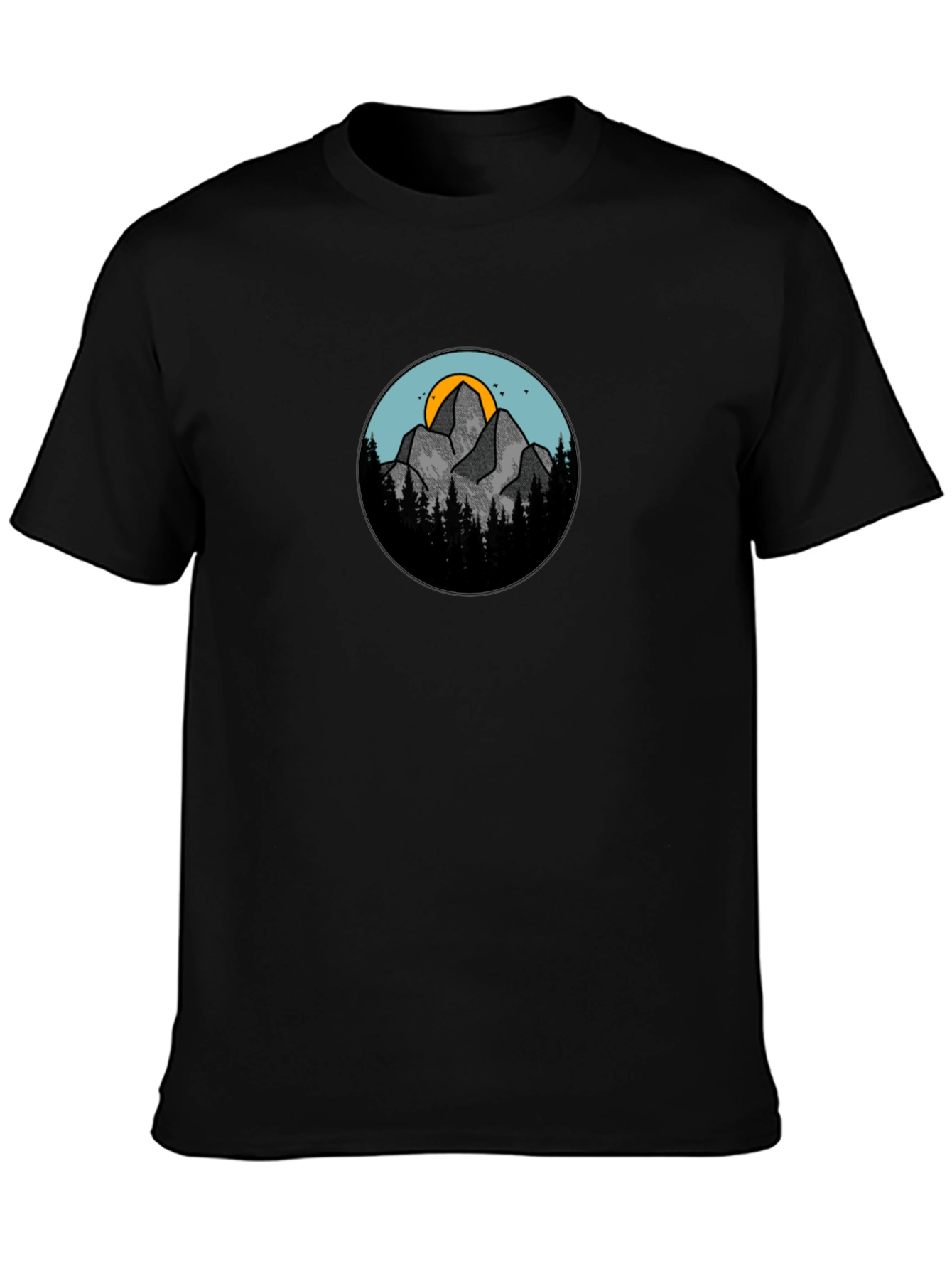 Mountain Scene Graphic Black T-Shirt