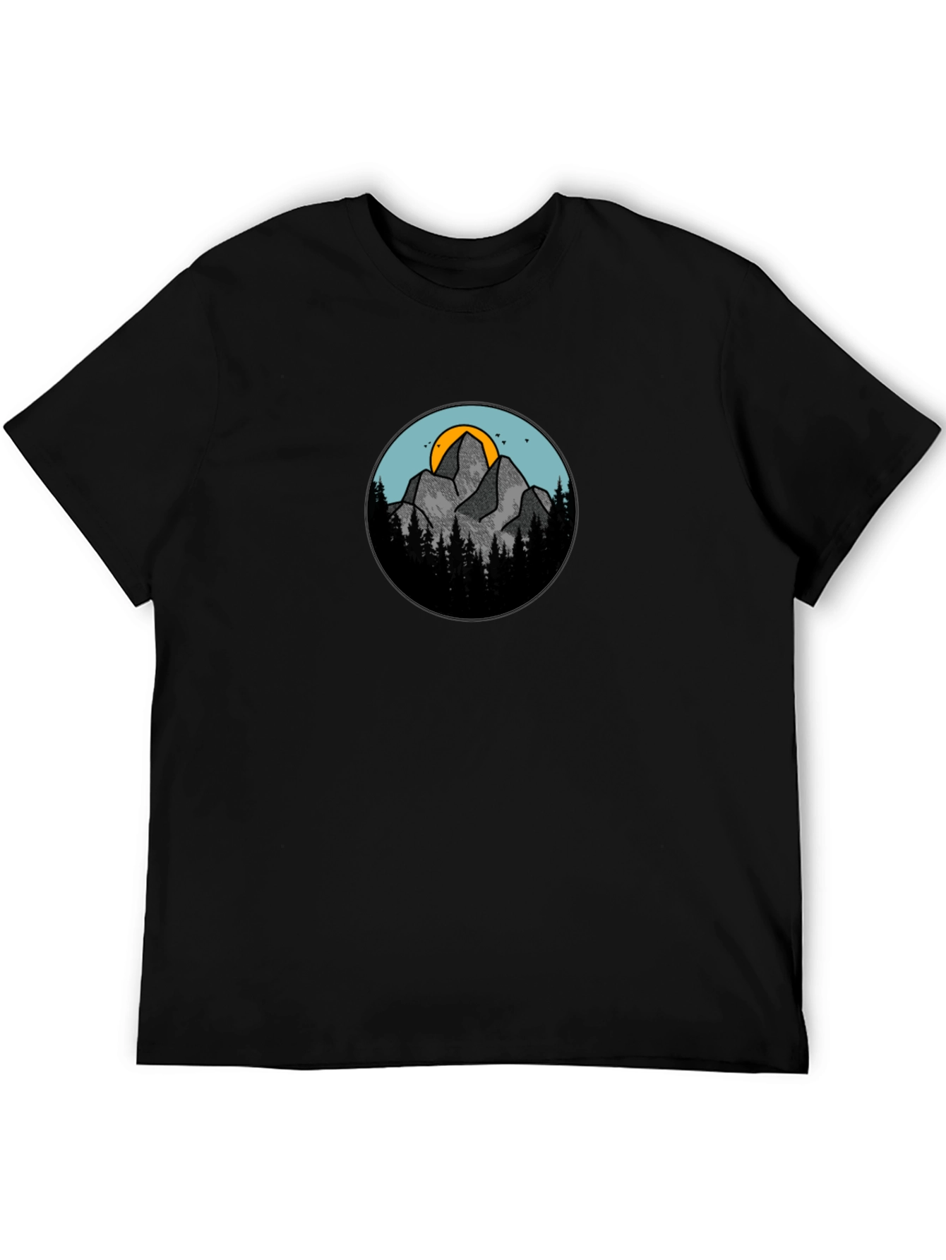 Mountain Scene Graphic Black T-Shirt