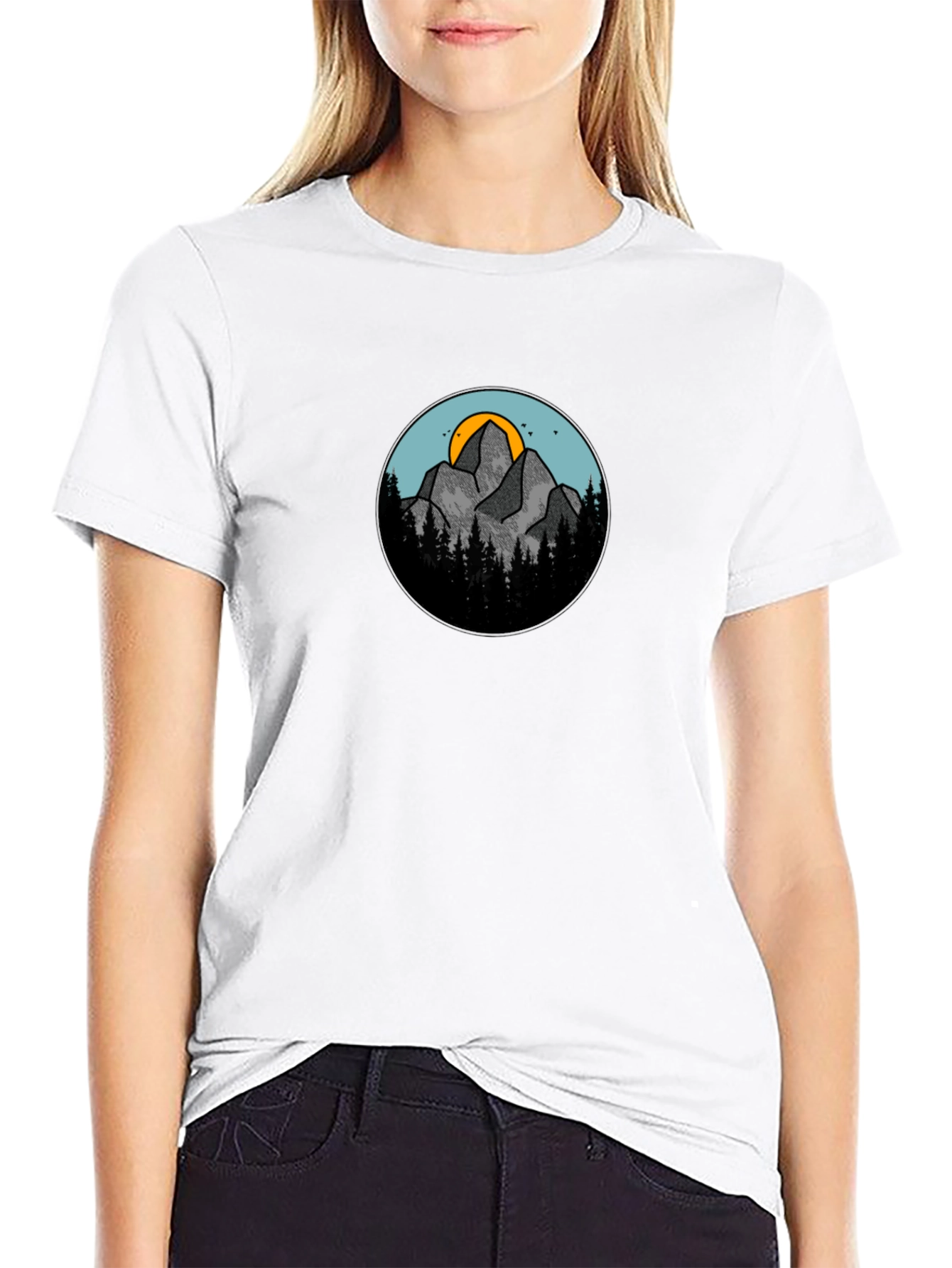 Mountain Scene Graphic Black T-Shirt