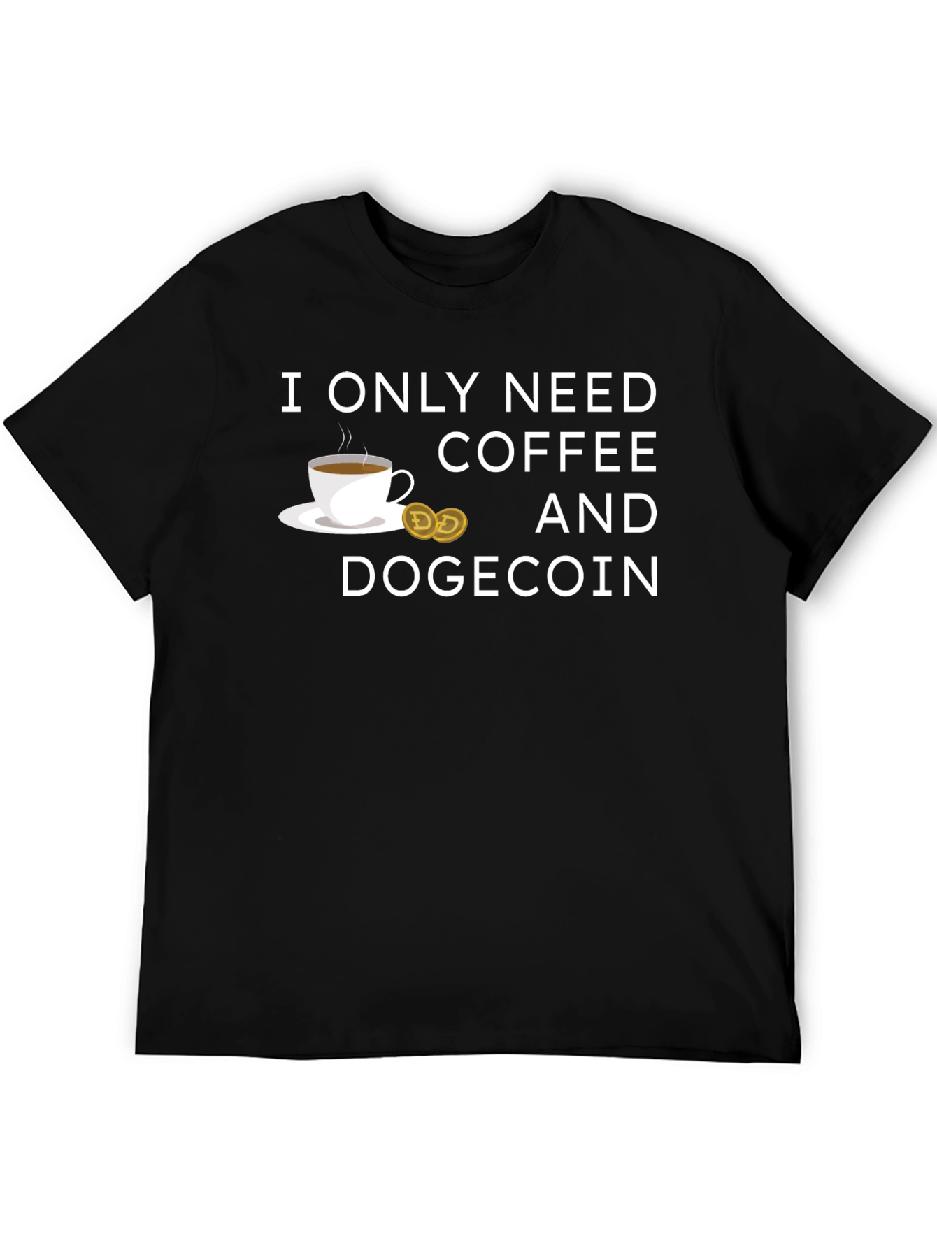 Coffee & Dogecoin Graphic T-Shirt - Crypto Lover Tee