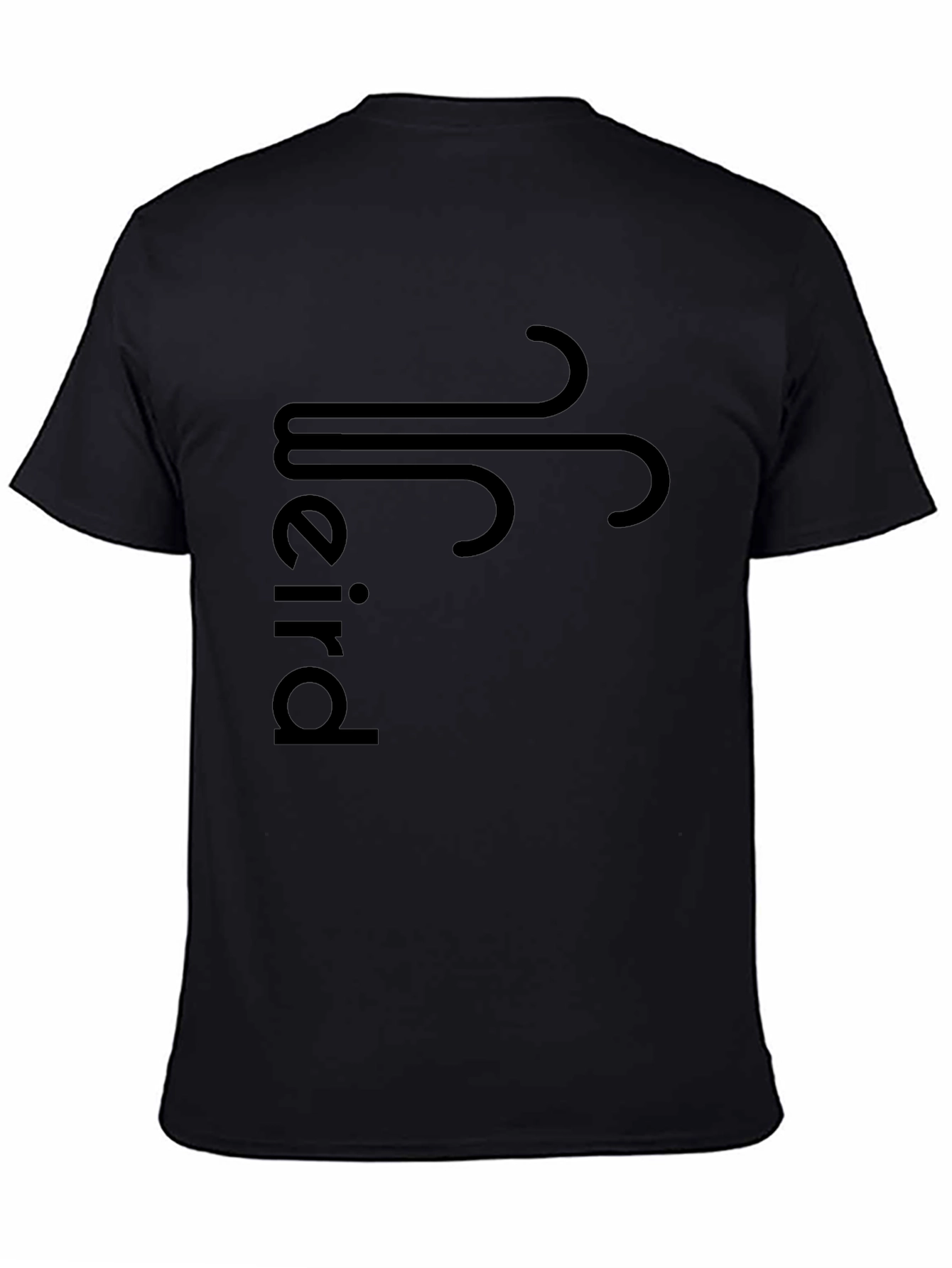 Mens Black T-Shirt with Wind Symbol and Text