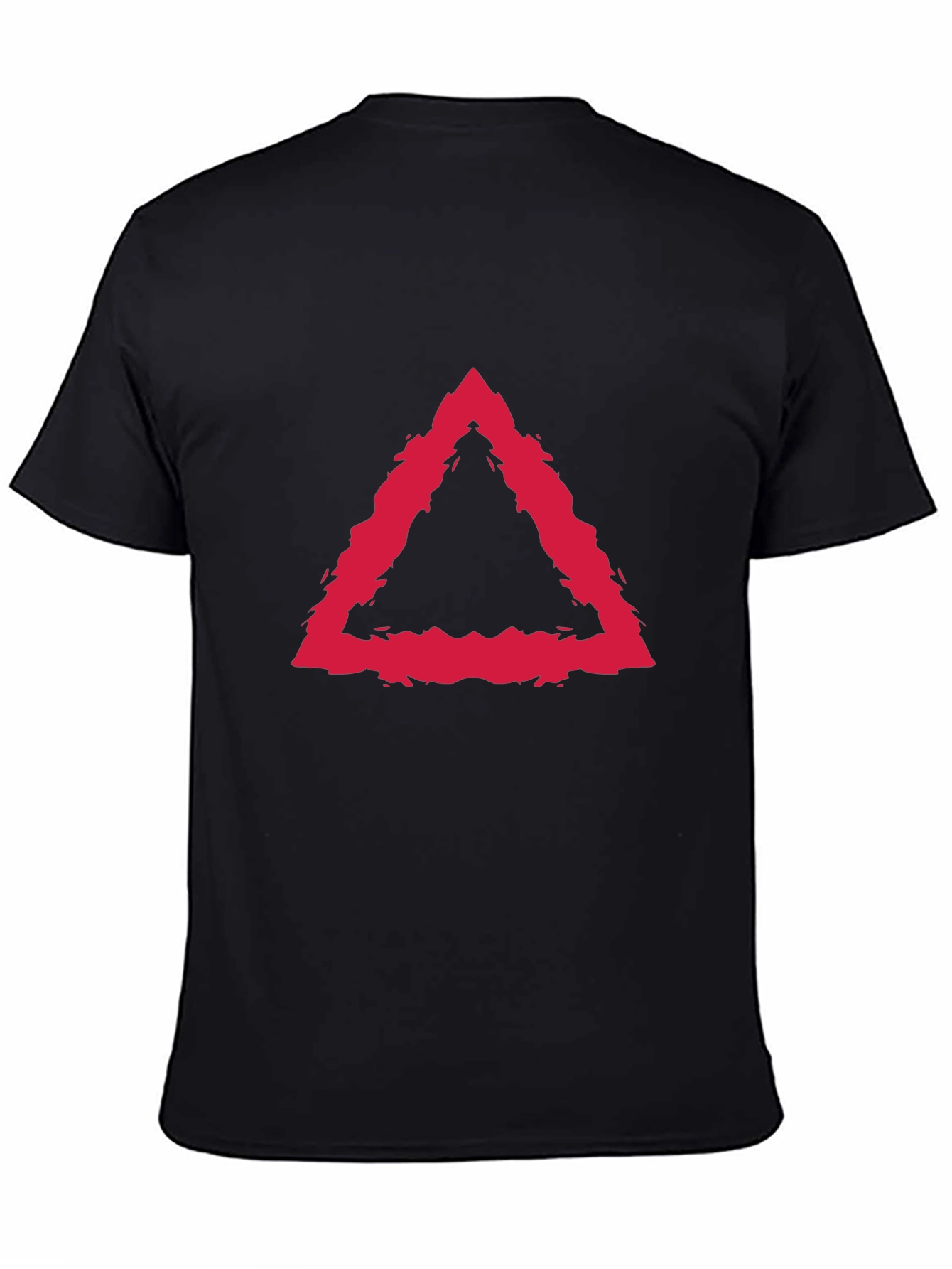 Modern Red Triangle Graphic Black T-Shirt