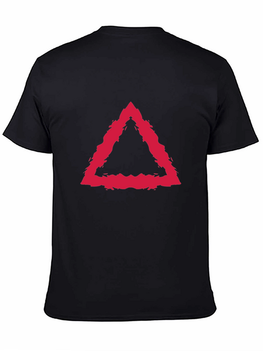 Modern Red Triangle Graphic Black T-Shirt