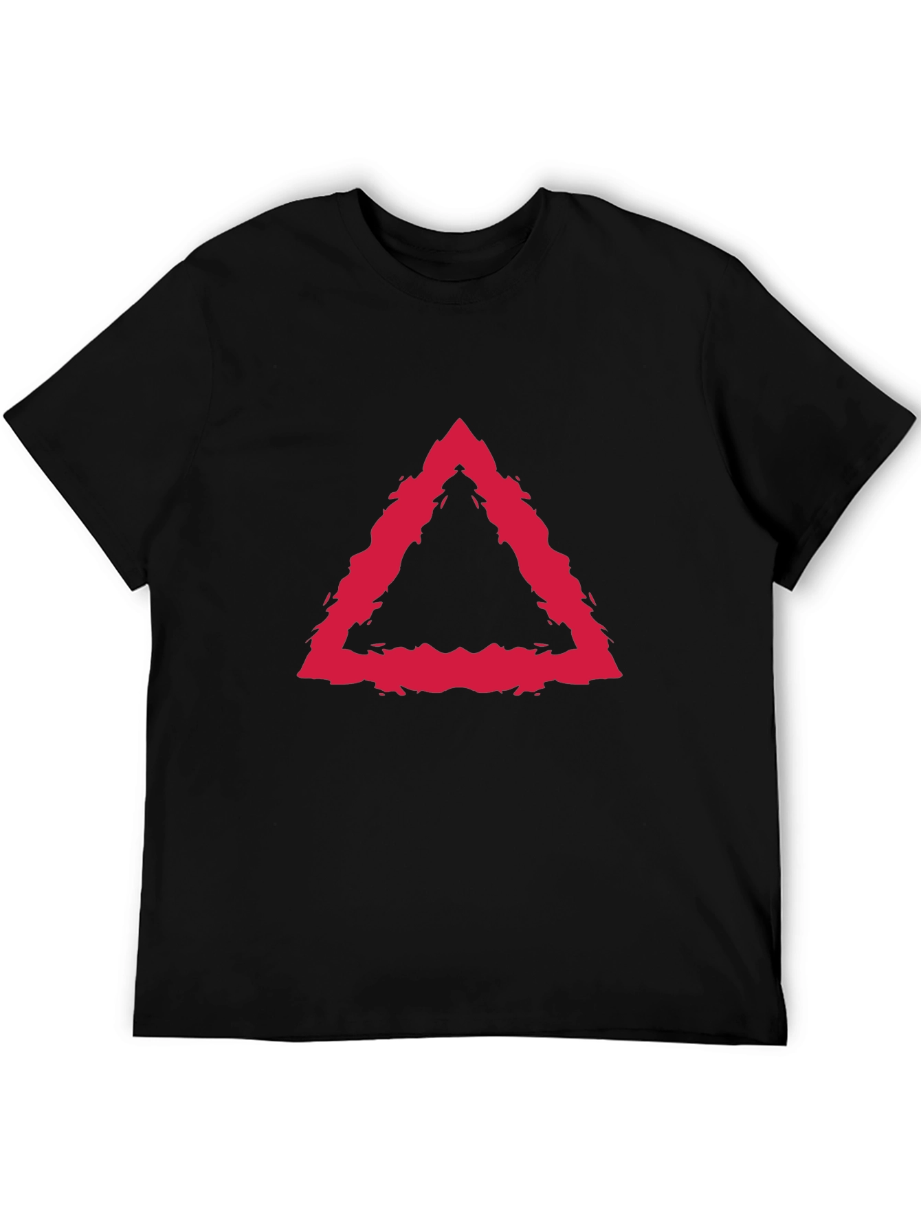 Modern Red Triangle Graphic Black T-Shirt